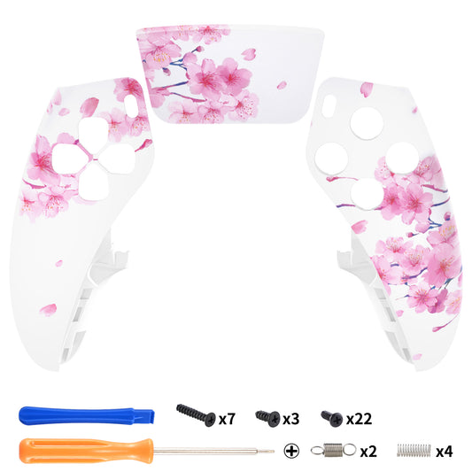 eXtremeRate Replacement Left Right Front Housing Shell with Touchpad Compatible with PS5 Edge Controller - Cherry Blossom Whisper