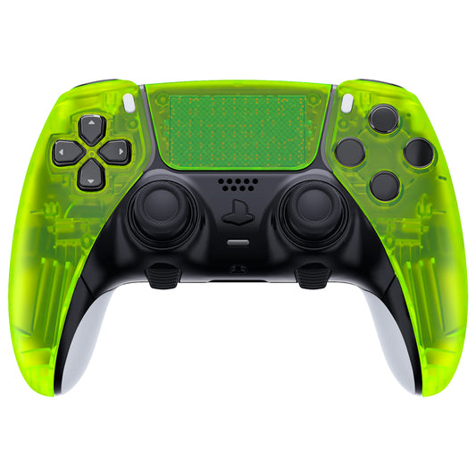 eXtremeRate Replacement Left Right Front Housing Shell with Touchpad Compatible with PS5 Edge Controller - Clear Lime Green