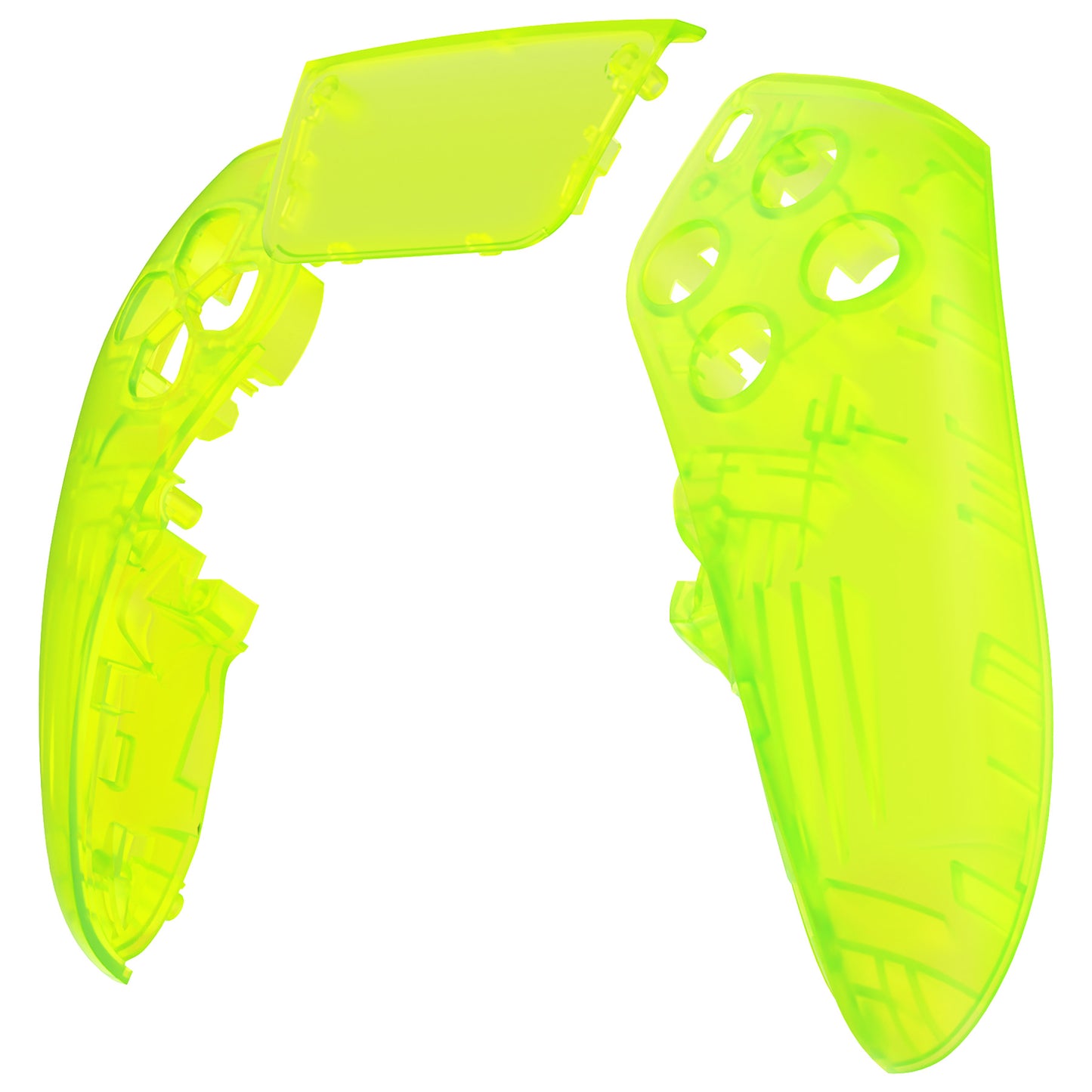 eXtremeRate Replacement Left Right Front Housing Shell with Touchpad Compatible with PS5 Edge Controller - Clear Lime Green