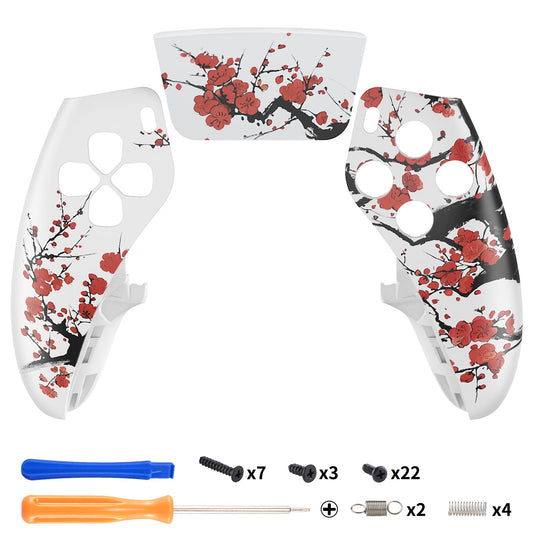 eXtremeRate Replacement Left Right Front Housing Shell with Touchpad Compatible with PS5 Edge Controller - Winter Blossom eXtremeRate