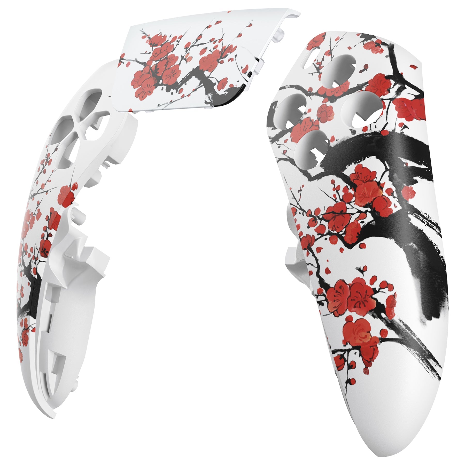 eXtremeRate Replacement Left Right Front Housing Shell with Touchpad Compatible with PS5 Edge Controller - Winter Blossom eXtremeRate