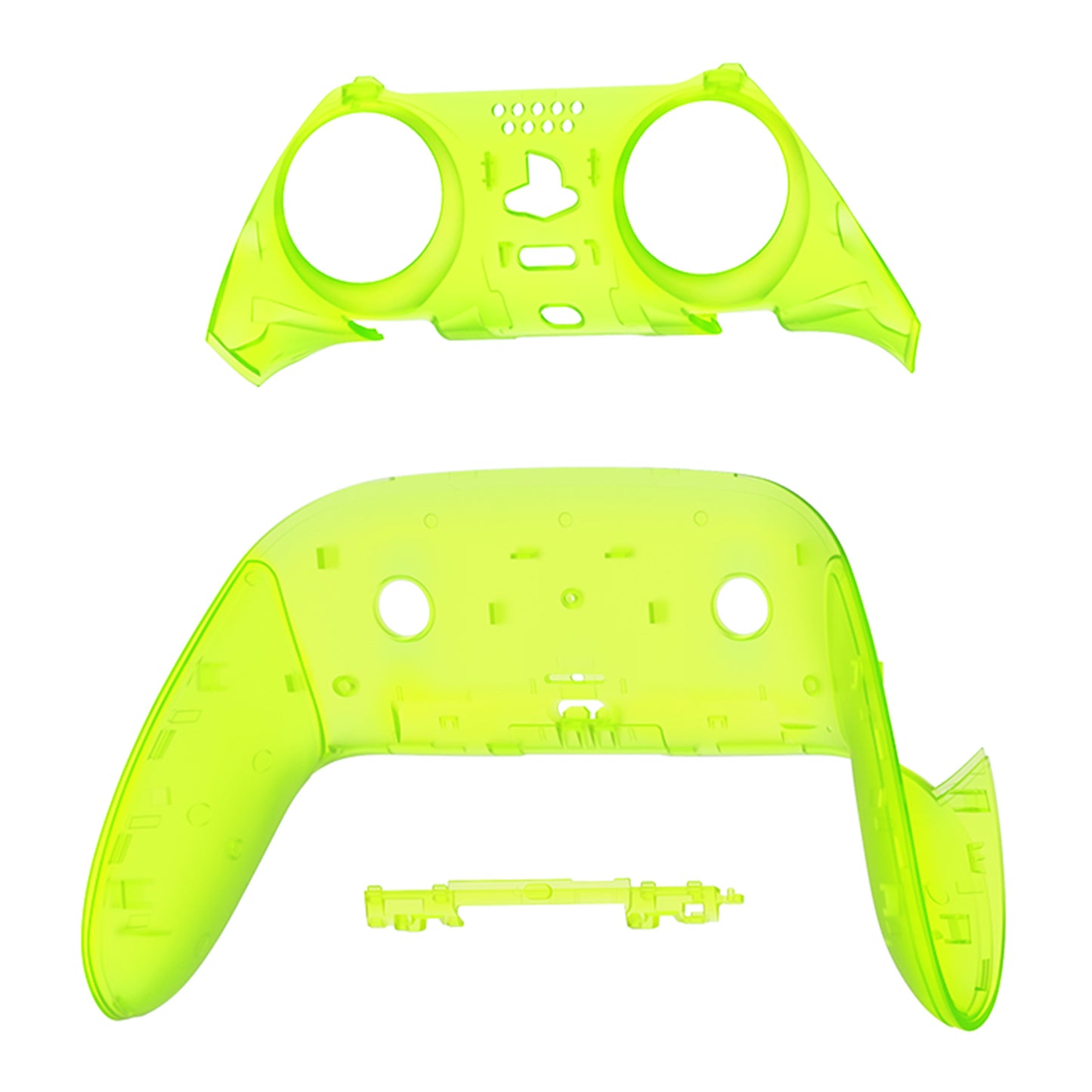 eXtremeRate Replacement Top Bottom Decorative Trim Shell Compatible with PS5 Edge Controller - Clear Lime Green