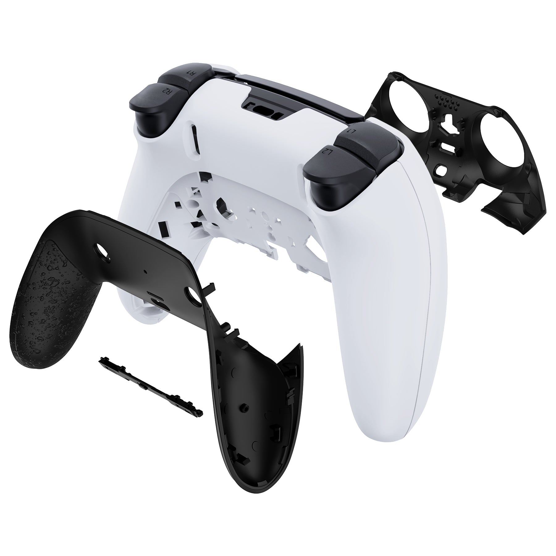 eXtremeRate Replacement Top Bottom Decorative Trim Shell Compatible with PS5 Edge Controller - Textured Black eXtremeRate