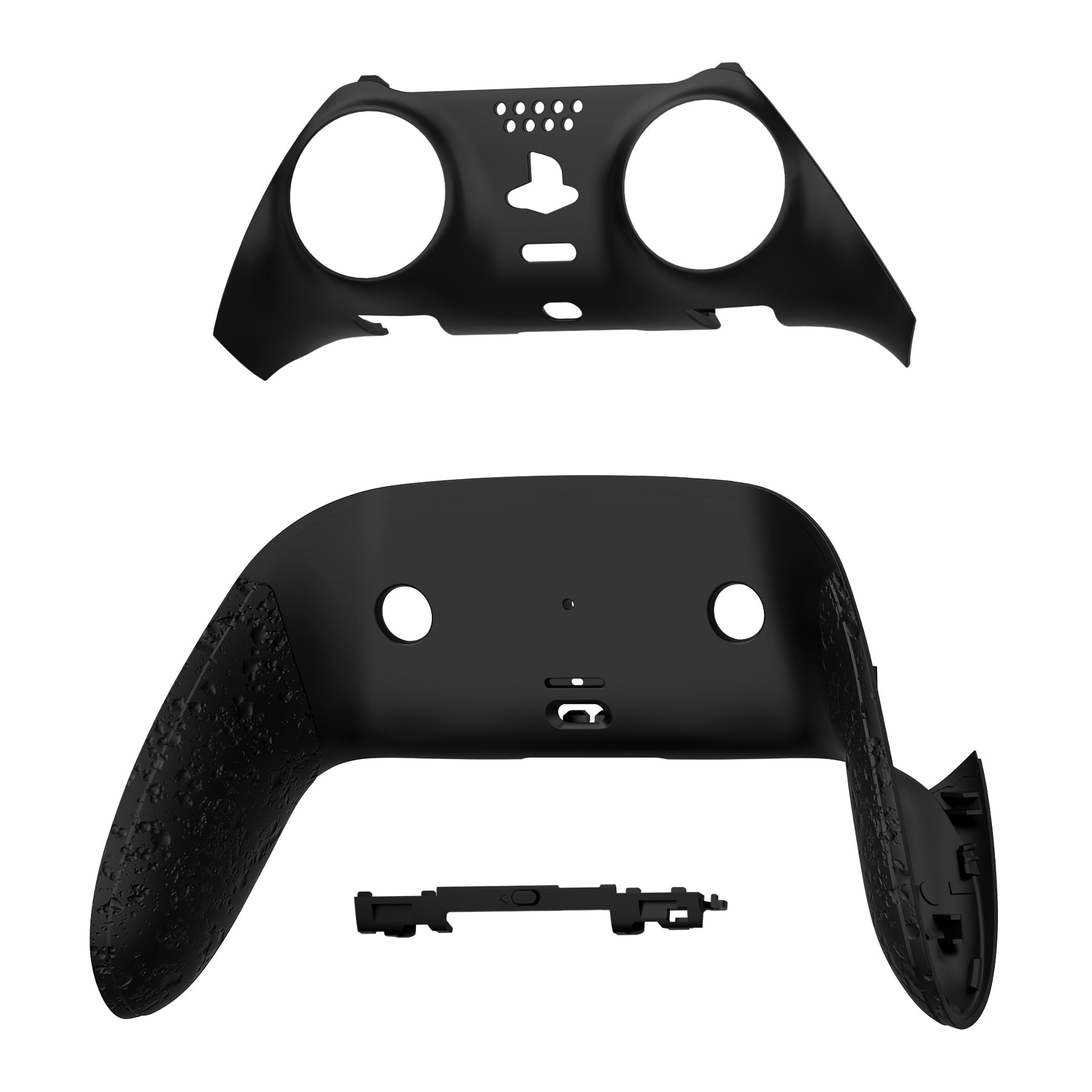 eXtremeRate Replacement Top Bottom Decorative Trim Shell Compatible with PS5 Edge Controller - Textured Black eXtremeRate