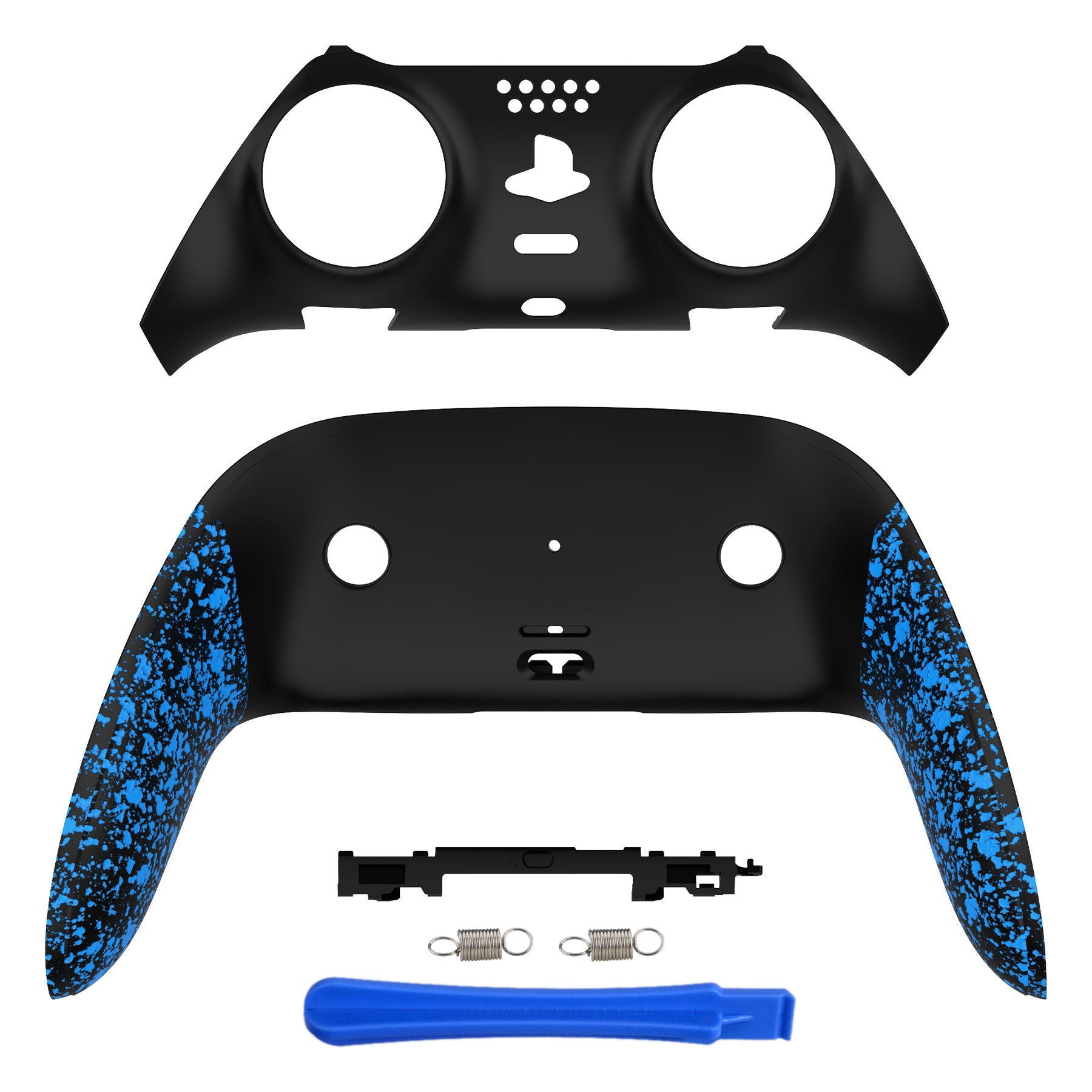 eXtremeRate Replacement Top Bottom Decorative Trim Shell Compatible with PS5 Edge Controller - Textured Blue eXtremeRate