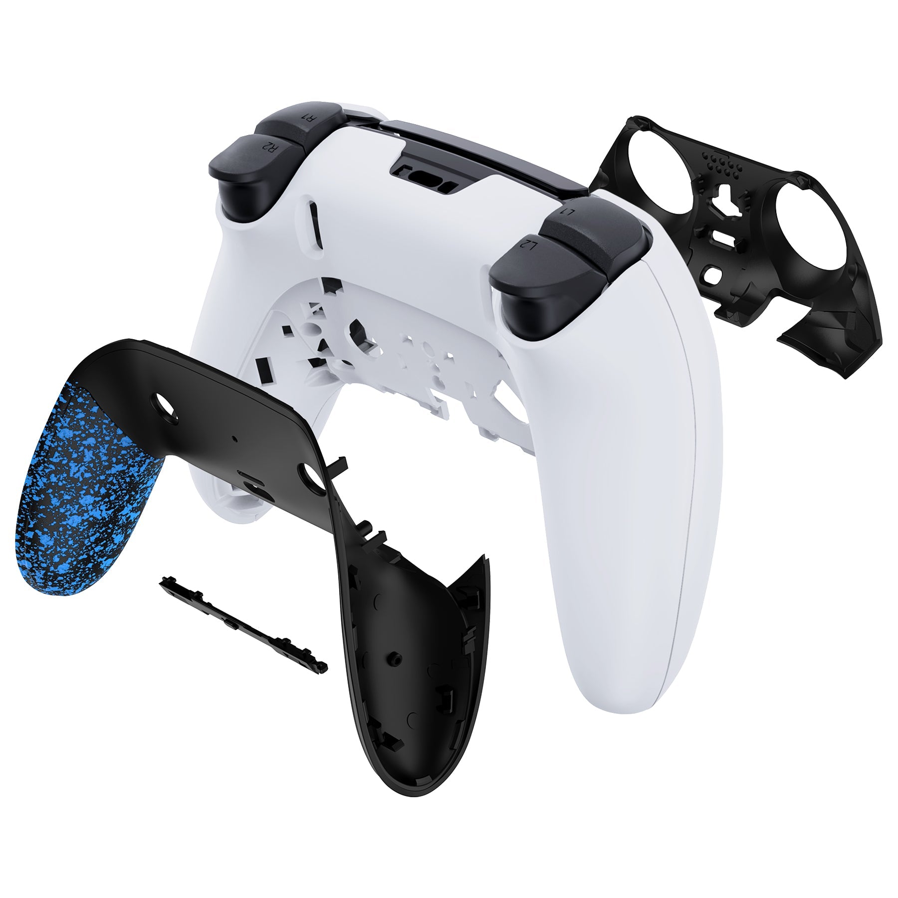 eXtremeRate Replacement Top Bottom Decorative Trim Shell Compatible with PS5 Edge Controller - Textured Blue eXtremeRate