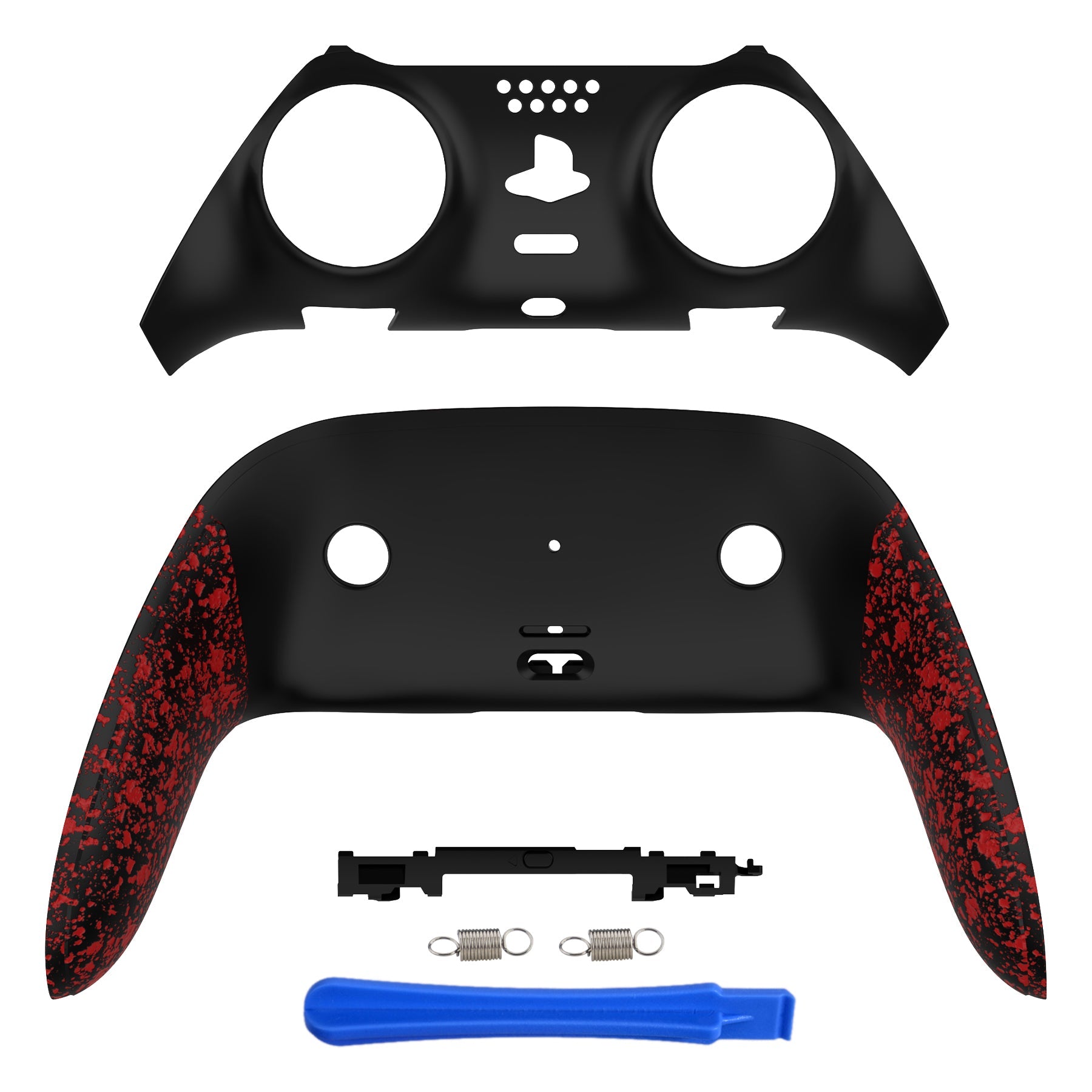 eXtremeRate Replacement Top Bottom Decorative Trim Shell Compatible with PS5 Edge Controller - Textured Red eXtremeRate