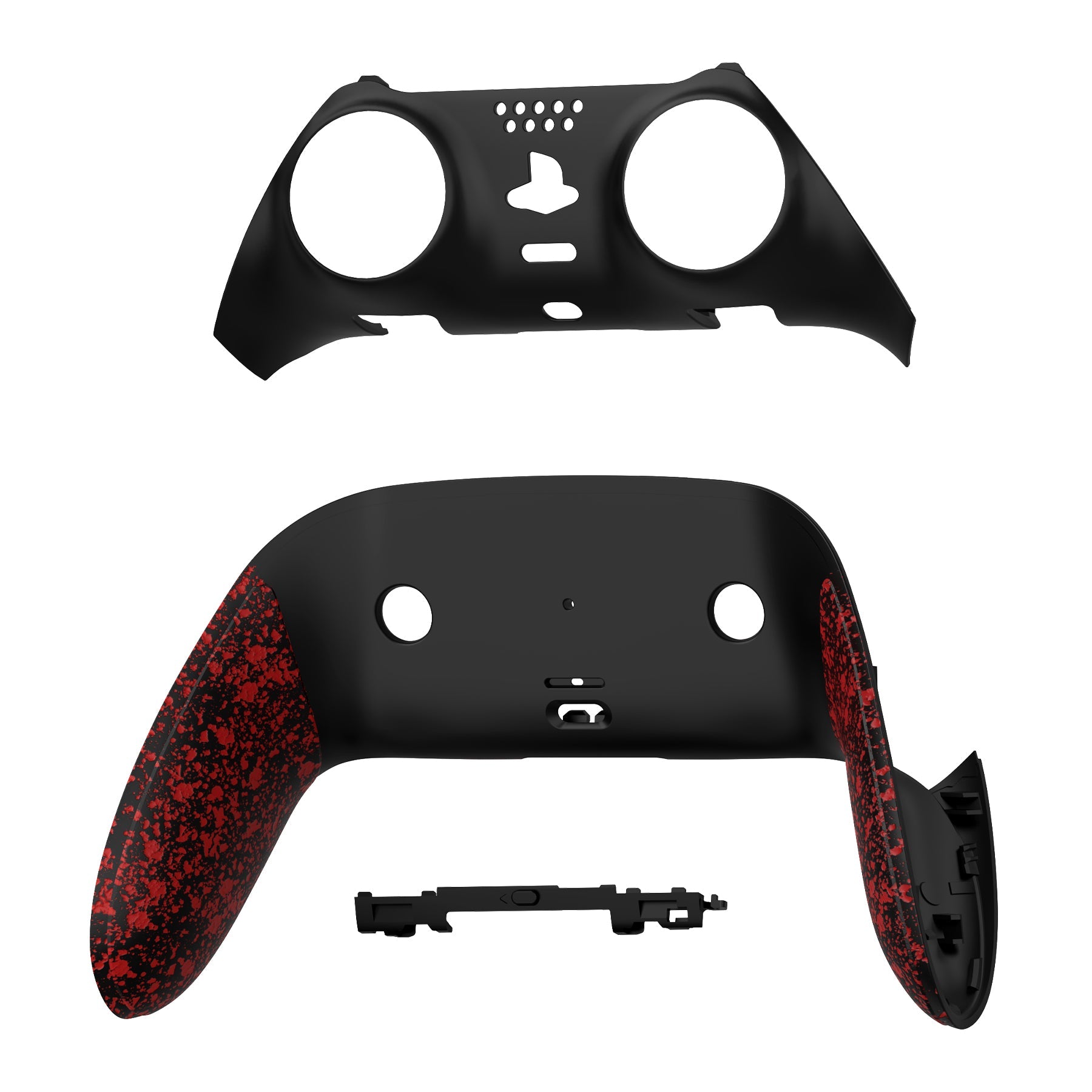 eXtremeRate Replacement Top Bottom Decorative Trim Shell Compatible with PS5 Edge Controller - Textured Red eXtremeRate
