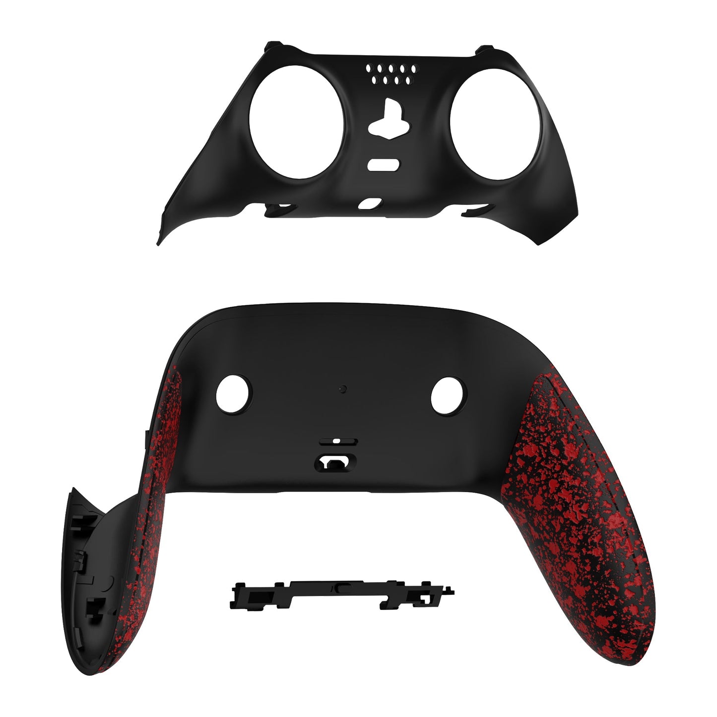 eXtremeRate Replacement Top Bottom Decorative Trim Shell Compatible with PS5 Edge Controller - Textured Red eXtremeRate