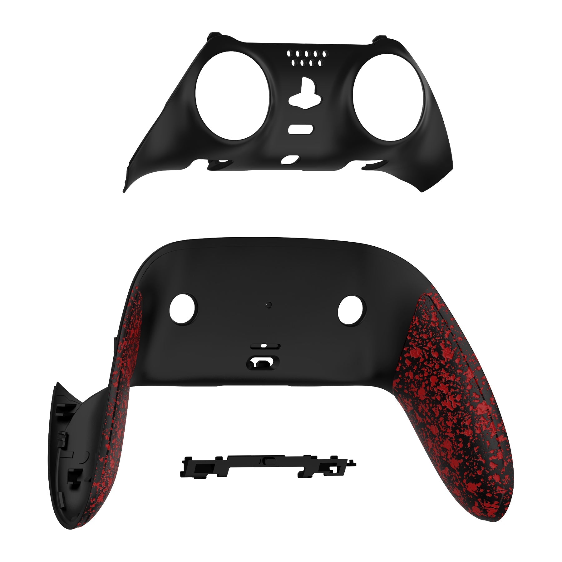 eXtremeRate Replacement Top Bottom Decorative Trim Shell Compatible with PS5 Edge Controller - Textured Red eXtremeRate
