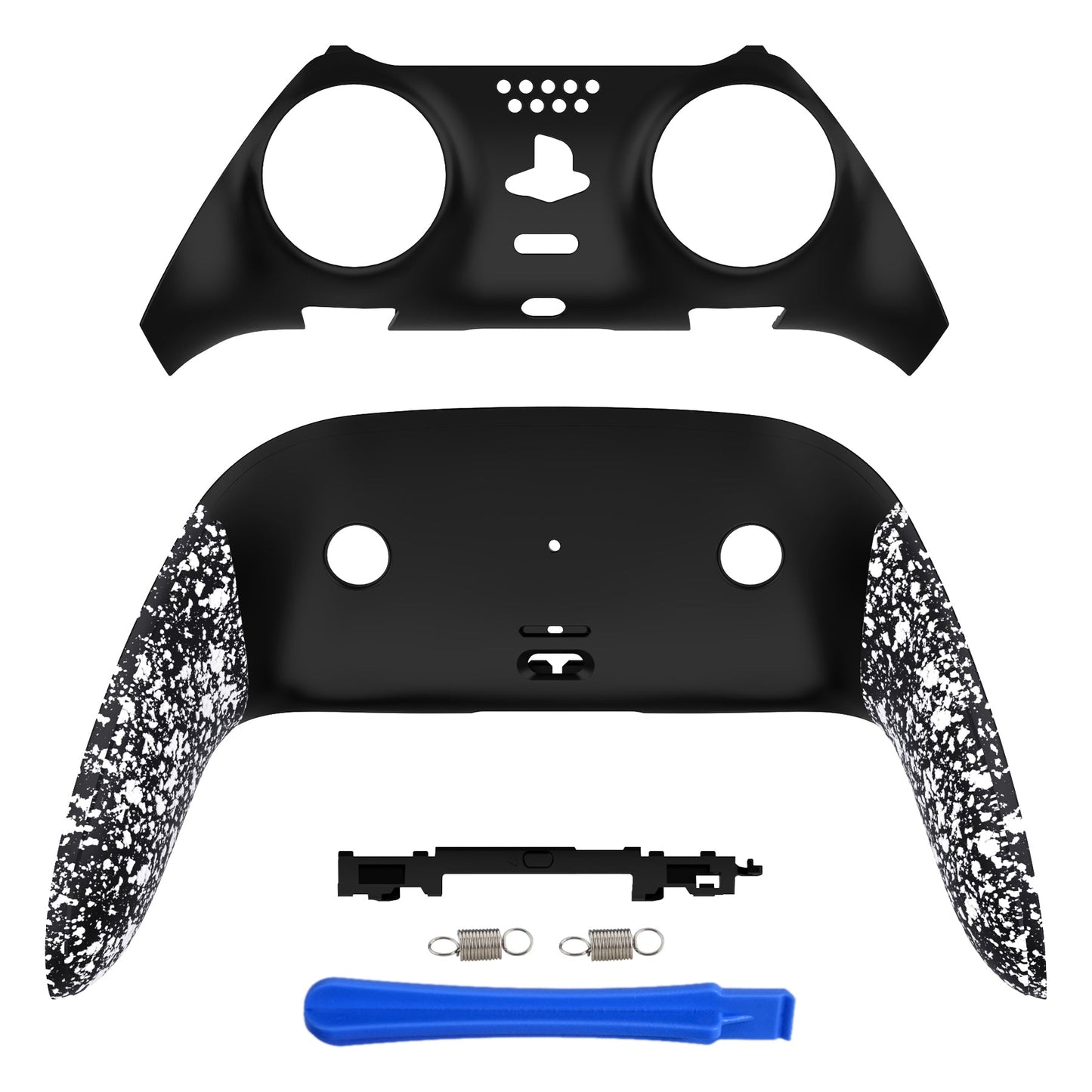 eXtremeRate Replacement Top Bottom Decorative Trim Shell Compatible with PS5 Edge Controller - Textured White eXtremeRate