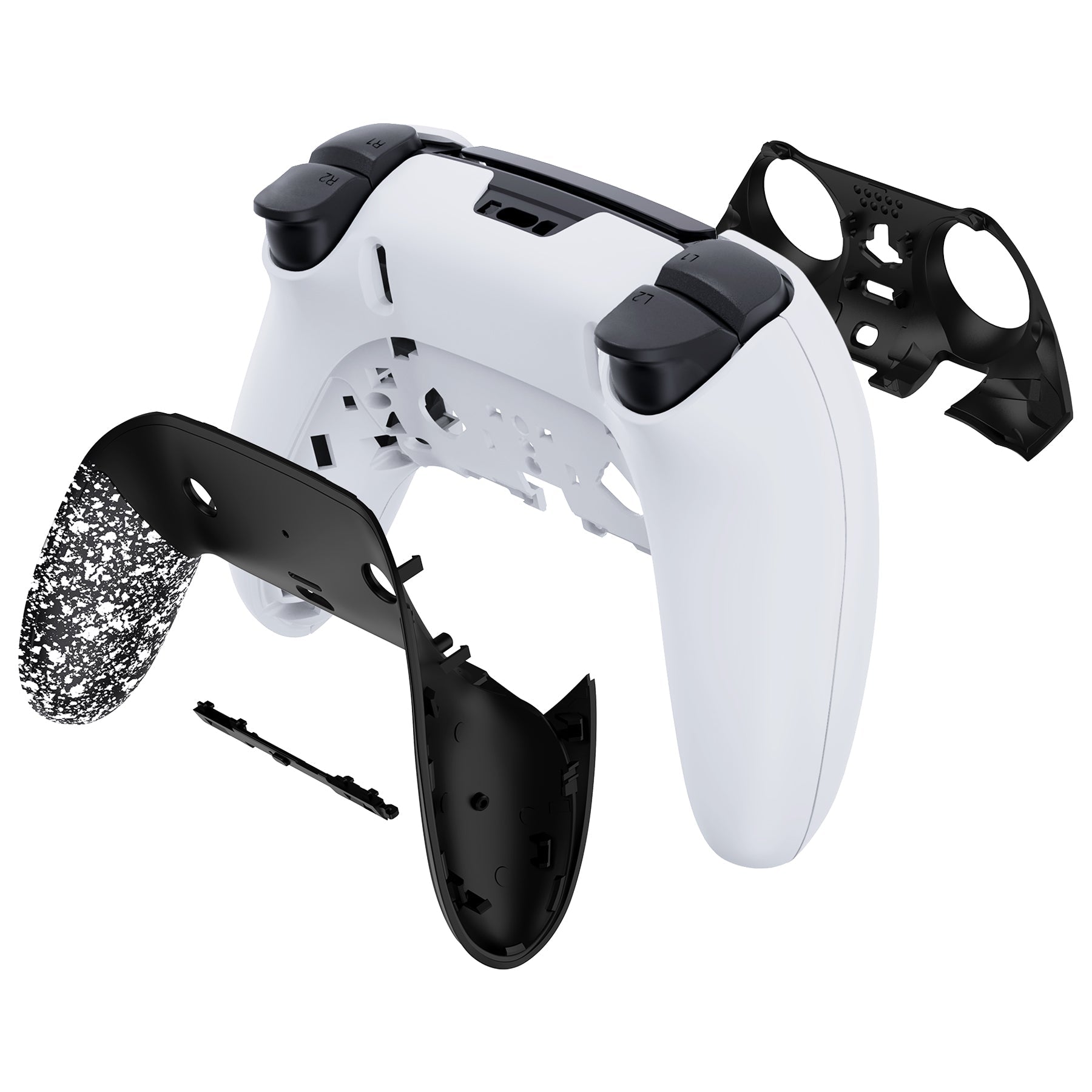 eXtremeRate Replacement Top Bottom Decorative Trim Shell Compatible with PS5 Edge Controller - Textured White eXtremeRate