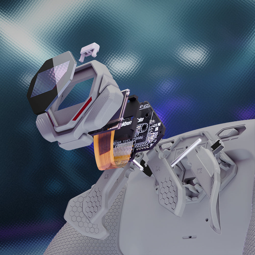 eXtremeRate SPARK Back Paddles Kit with OLED Display & Clicky Trigger Stops & Ergonomic Grips for PS5 Controller BDM-030/040/050 - Rubberized New Hope Gray