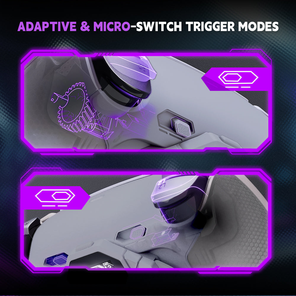 eXtremeRate SPARK Back Paddles Kit with OLED Display & Clicky Trigger Stops & Ergonomic Grips for PS5 Controller BDM-030/040/050 - Rubberized New Hope Gray