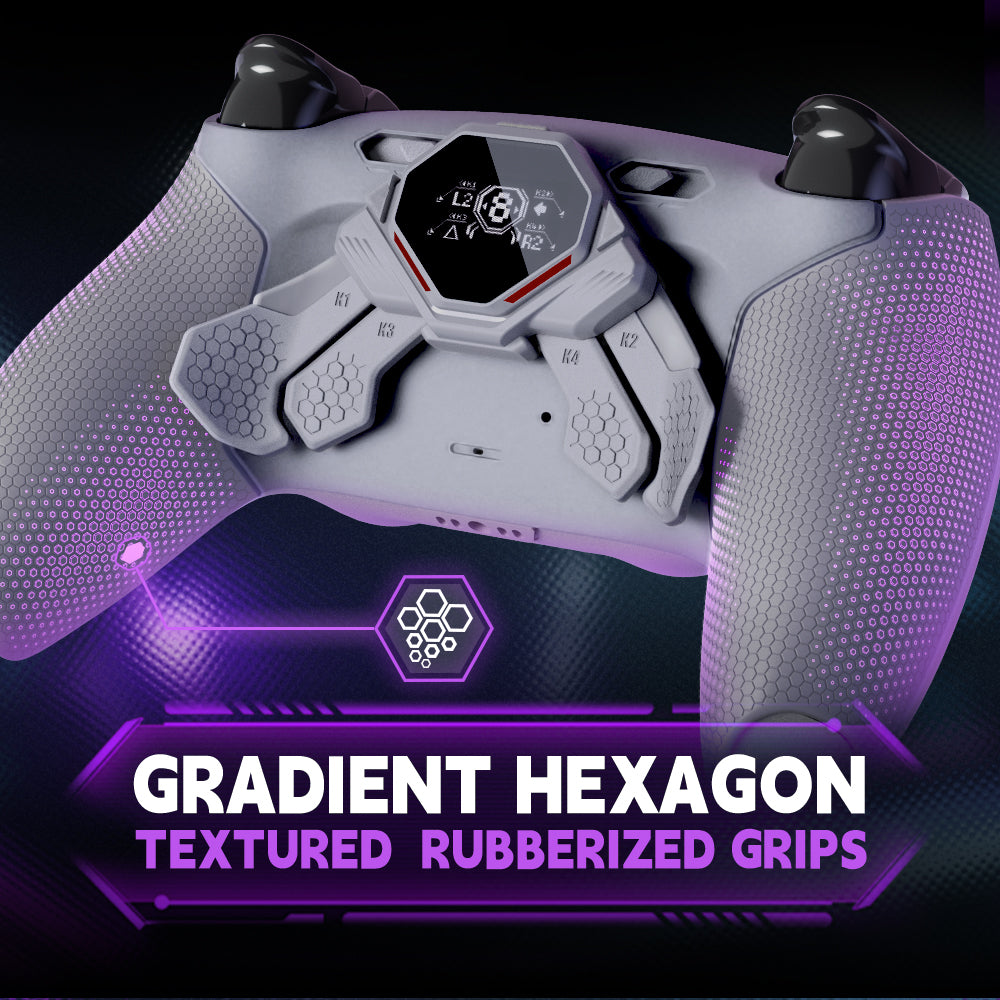 eXtremeRate SPARK Back Paddles Kit with OLED Display & Clicky Trigger Stops & Ergonomic Grips for PS5 Controller BDM-030/040/050 - Rubberized New Hope Gray