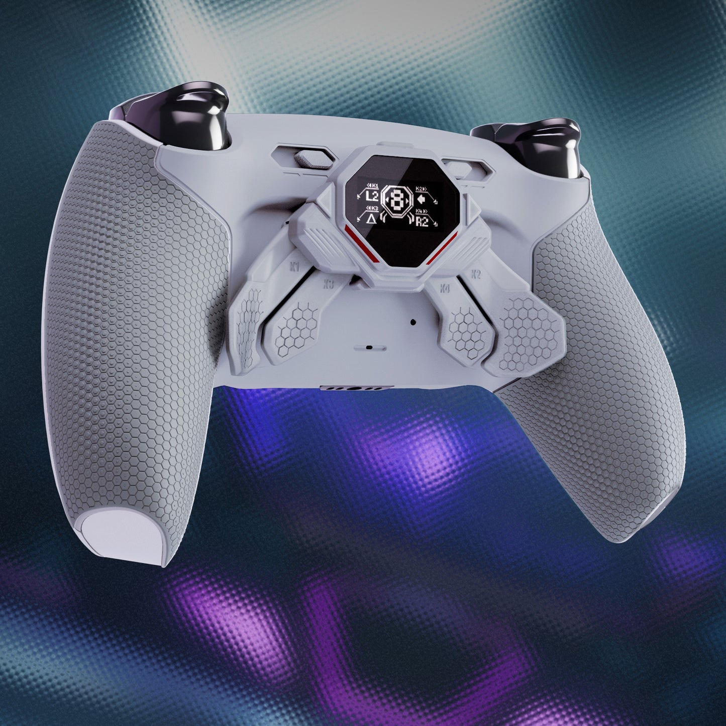 eXtremeRate SPARK Back Paddles Kit with OLED Display & Clicky Trigger Stops & Ergonomic Grips for PS5 Controller BDM-030/040/050 - Rubberized New Hope Gray