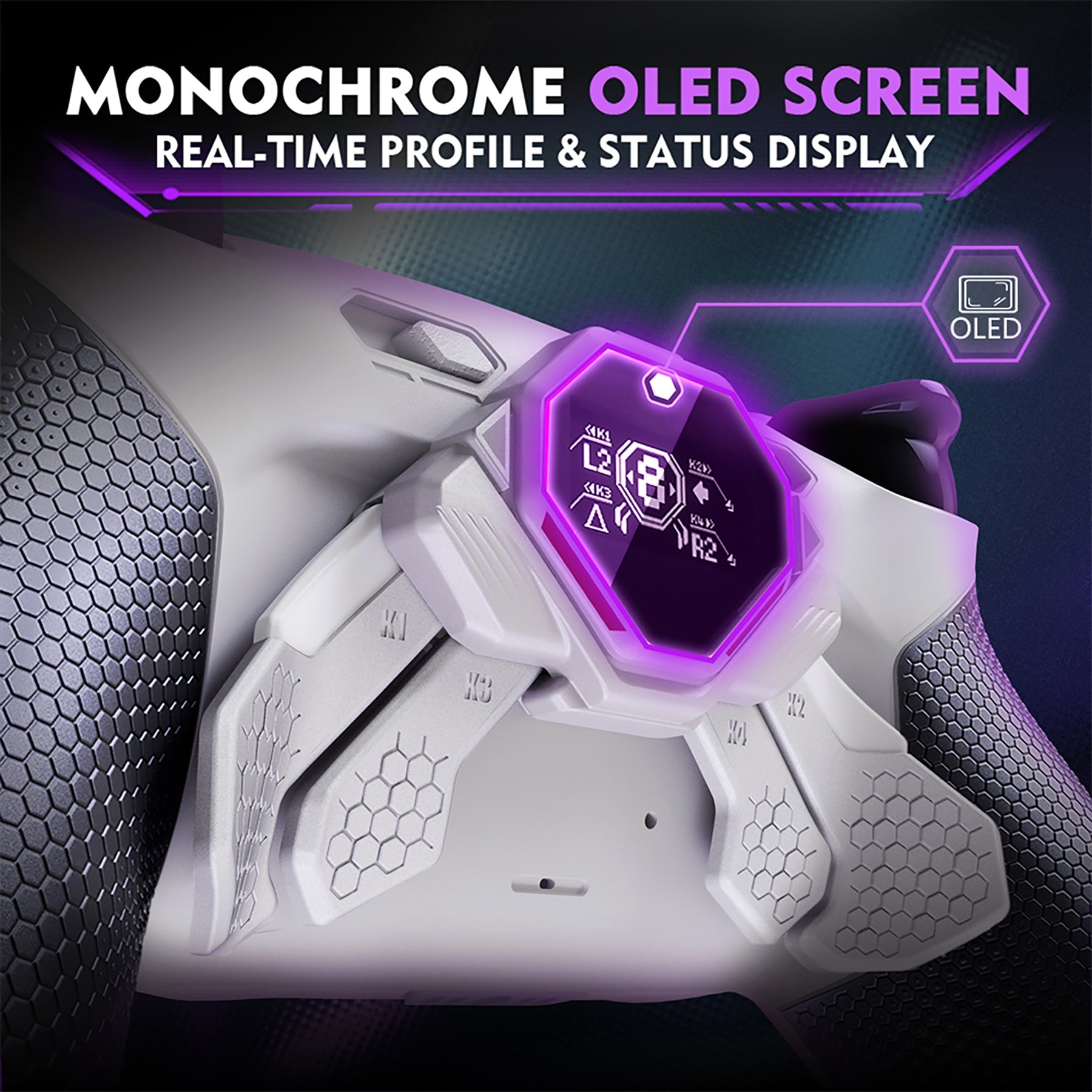 eXtremeRate SPARK Back Paddles Kit with OLED Display & Clicky Trigger Stops & Ergonomic Grips for PS5 Controller BDM-030/040/050 - Rubberized White & Black eXtremeRate