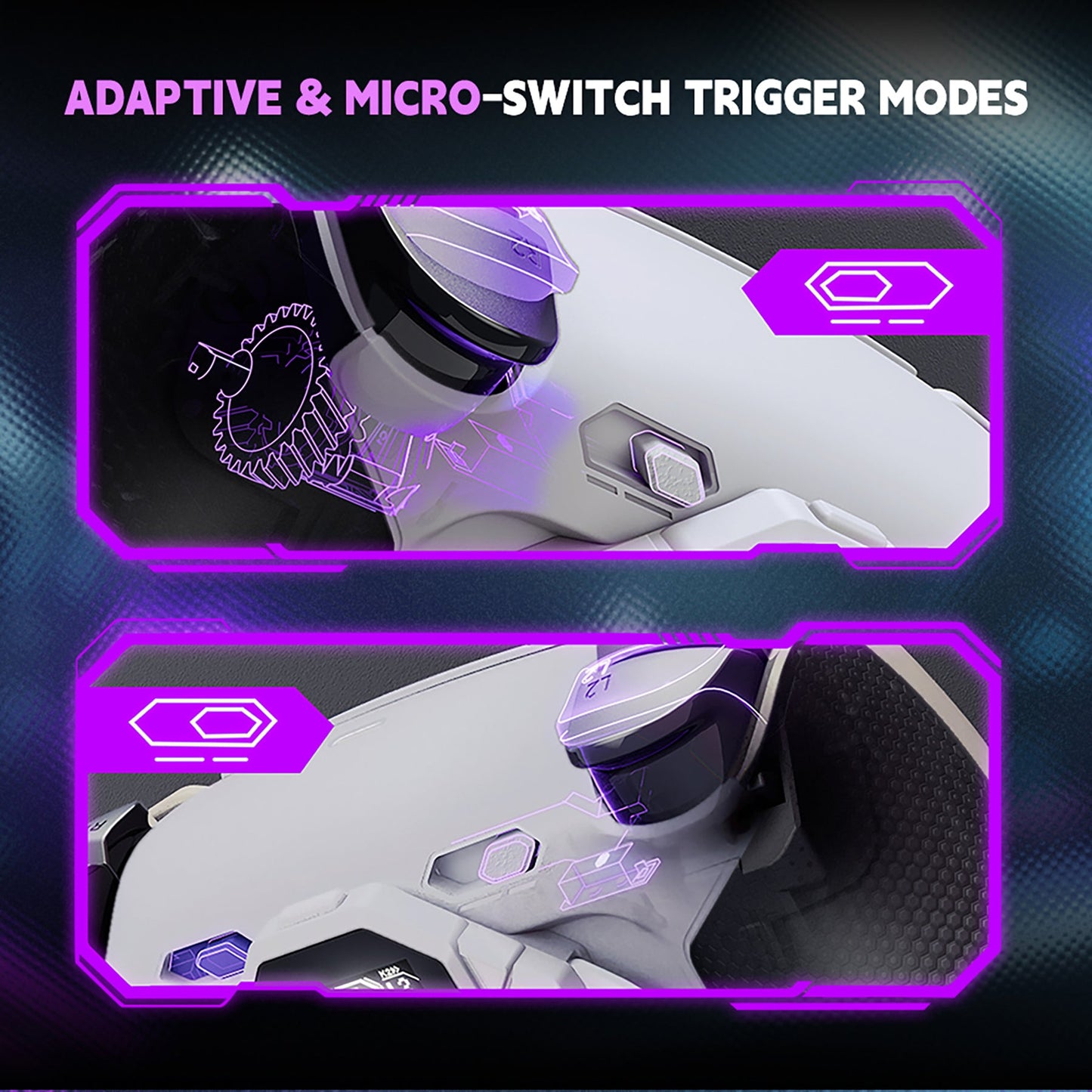 eXtremeRate SPARK Back Paddles Kit with OLED Display & Clicky Trigger Stops & Ergonomic Grips for PS5 Controller BDM-030/040/050 - Rubberized White & Black eXtremeRate