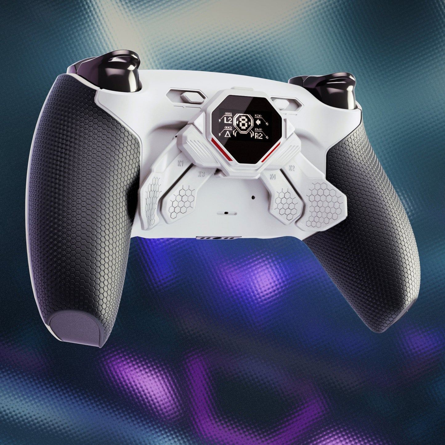 eXtremeRate SPARK Back Paddles Kit with OLED Display & Clicky Trigger Stops & Ergonomic Grips for PS5 Controller BDM-030/040/050 - Rubberized White & Black eXtremeRate