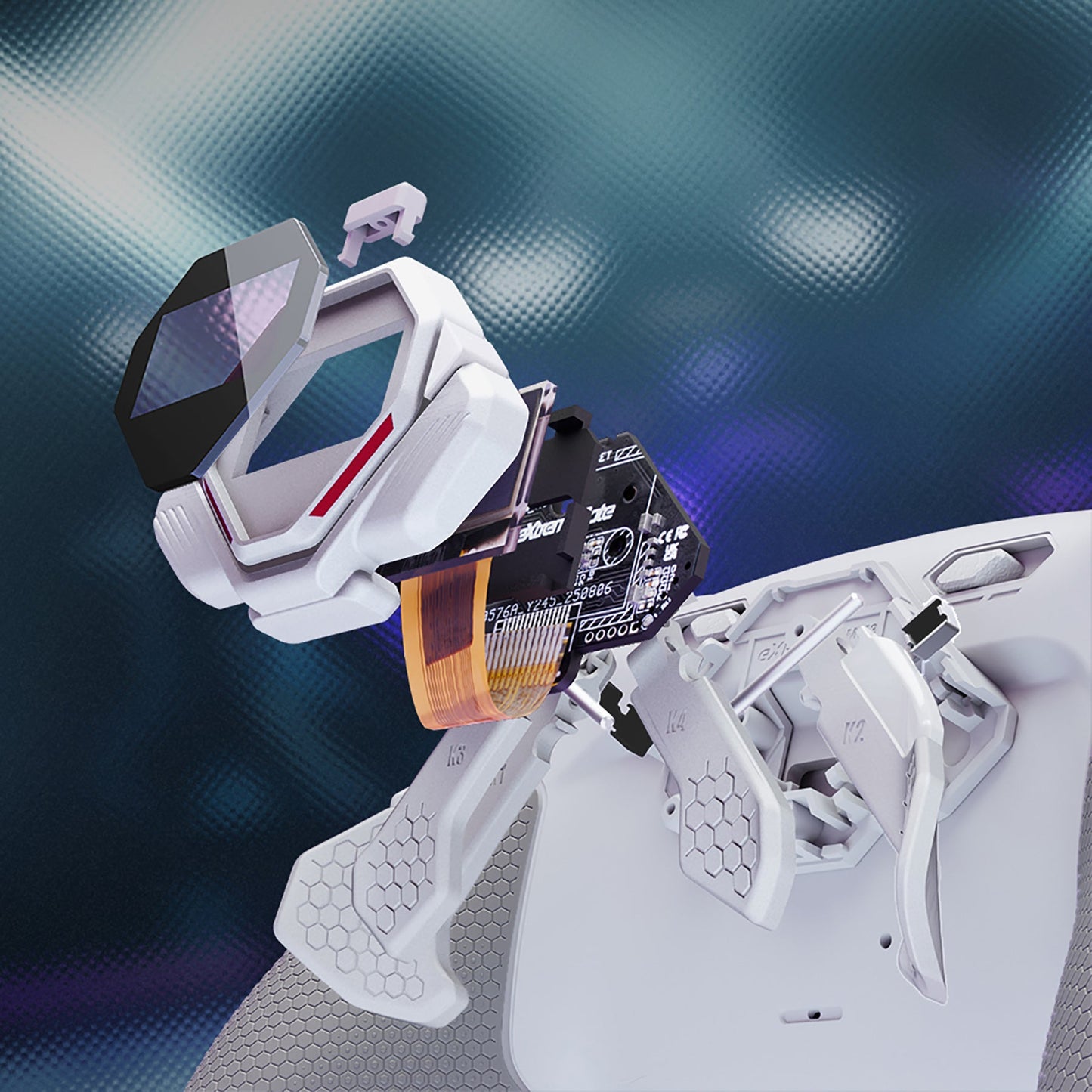 eXtremeRate SPARK Back Paddles Kit with OLED Display & Clicky Trigger Stops & Ergonomic Grips for PS5 Controller BDM-030/040/050 - Rubberized White & Gray eXtremeRate