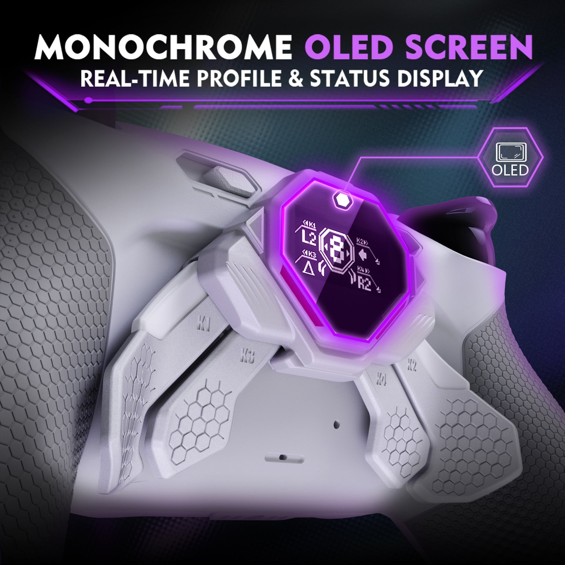 eXtremeRate SPARK Back Paddles Kit with OLED Display & Clicky Trigger Stops & Ergonomic Grips for PS5 Controller BDM-030/040/050 - Rubberized White & Gray eXtremeRate