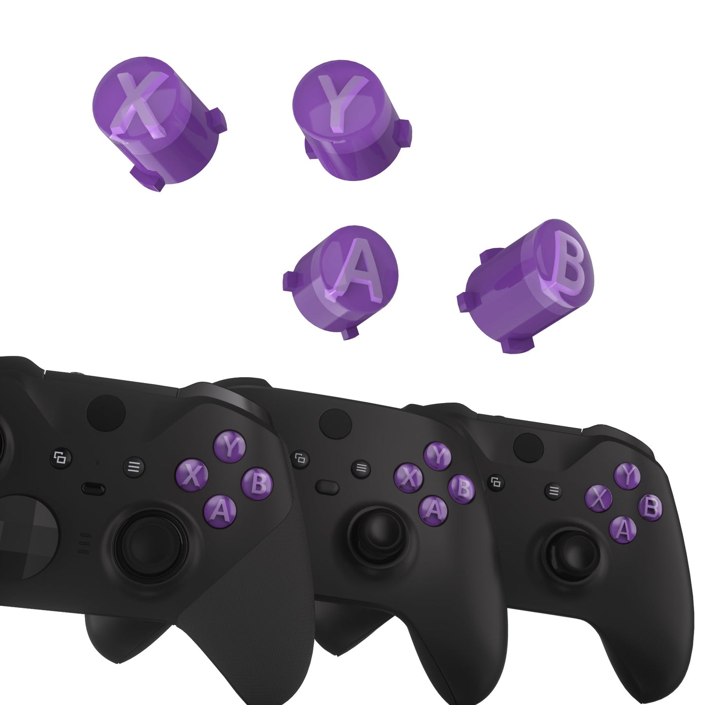 eXtremeRate Three-Tone ABXY Action Buttons with Classic Symbols for Xbox Series X/S Controller & Xbox One X/S & Xbox One Elite V1/V2 Controller - Mist Purple & Clear & Taro Purple eXtremeRate