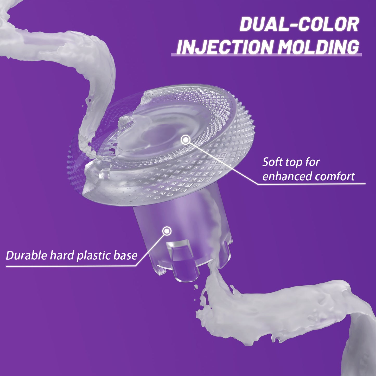 eXtremeRate ThumbsGear V3 Interchangeable Ergonomic Thumbstick for PS5 & PS4 Controller - Clear