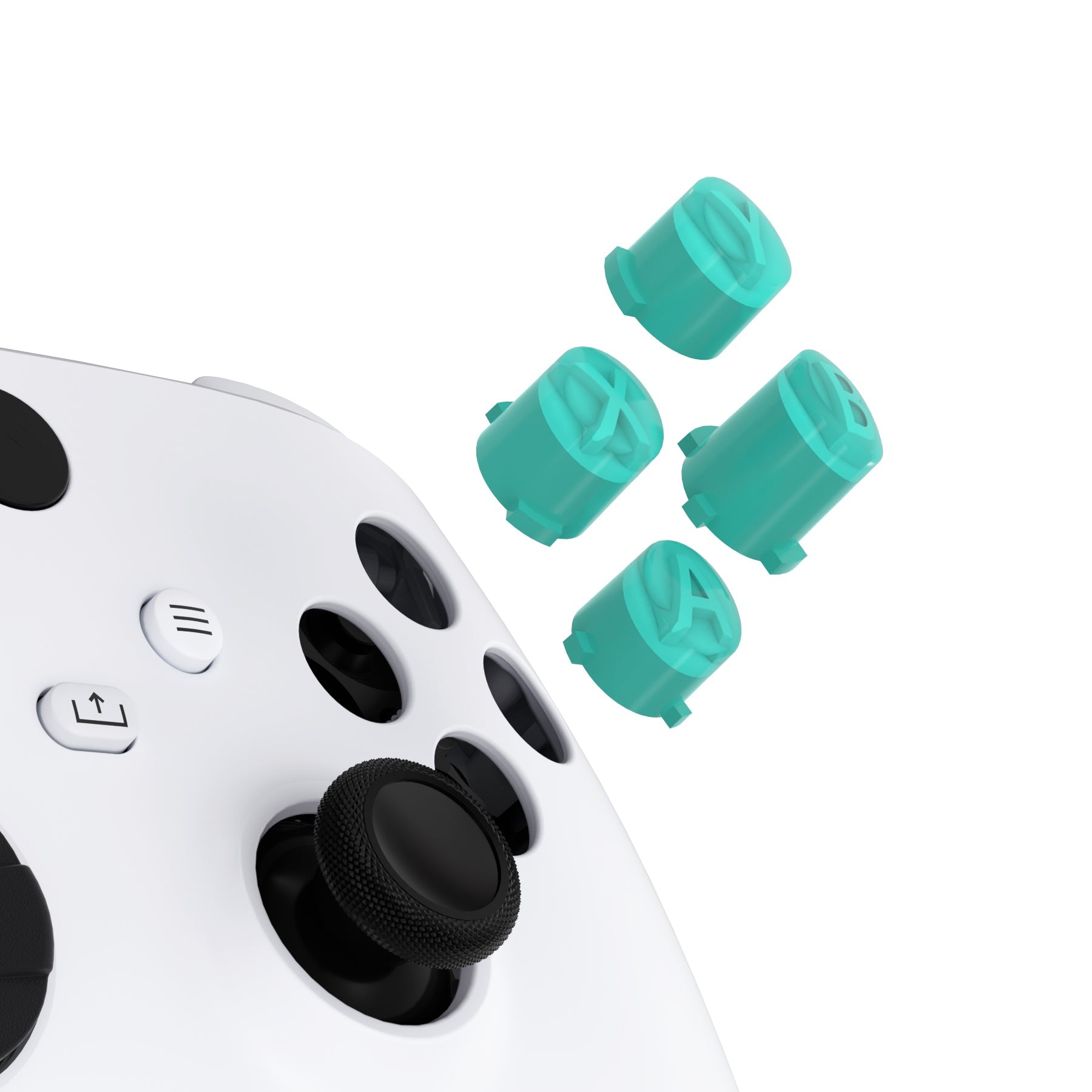 eXtremeRate Two-Tone ABXY Action Buttons with Classic Symbols for Xbox Series X/S Controller & Xbox One X/S & Xbox One Elite V1/V2 Controller - Teal Green & Clear eXtremeRate
