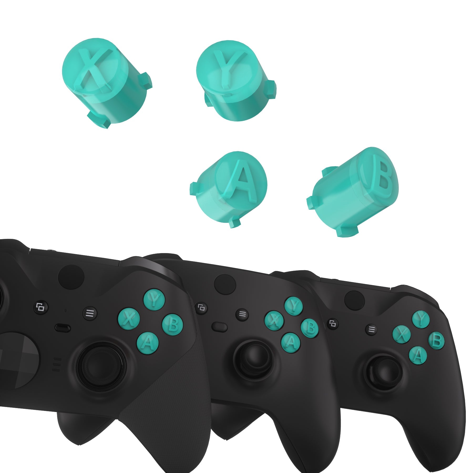 eXtremeRate Two-Tone ABXY Action Buttons with Classic Symbols for Xbox Series X/S Controller & Xbox One X/S & Xbox One Elite V1/V2 Controller - Teal Green & Clear eXtremeRate