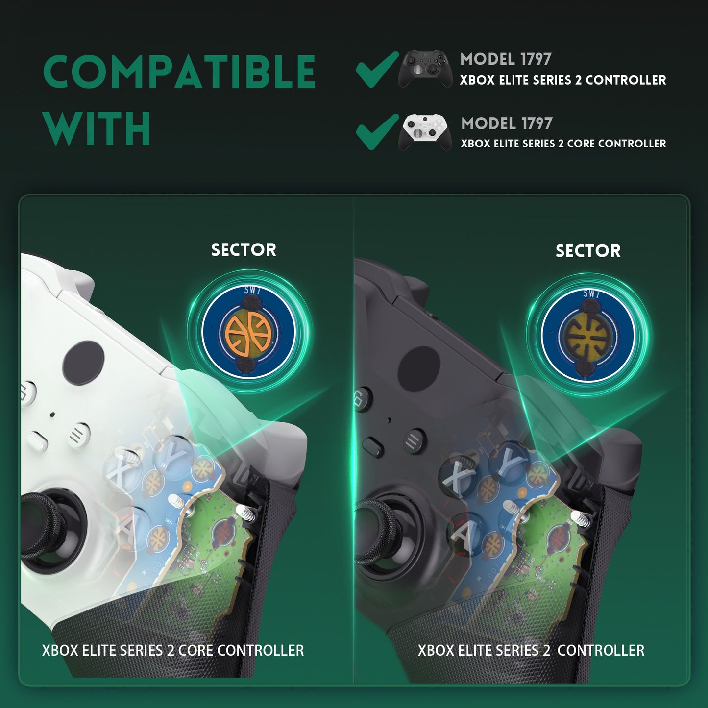 eXtremeRate Whole Clicky Kit for Xbox Elite Series 2 Controller Shoulder ABXY Buttons, Ergonomic Tactile Switches LT RT A B X Y Mouse Click Kit for Xbox Elite Series 2 Core Controller (Model 1797)