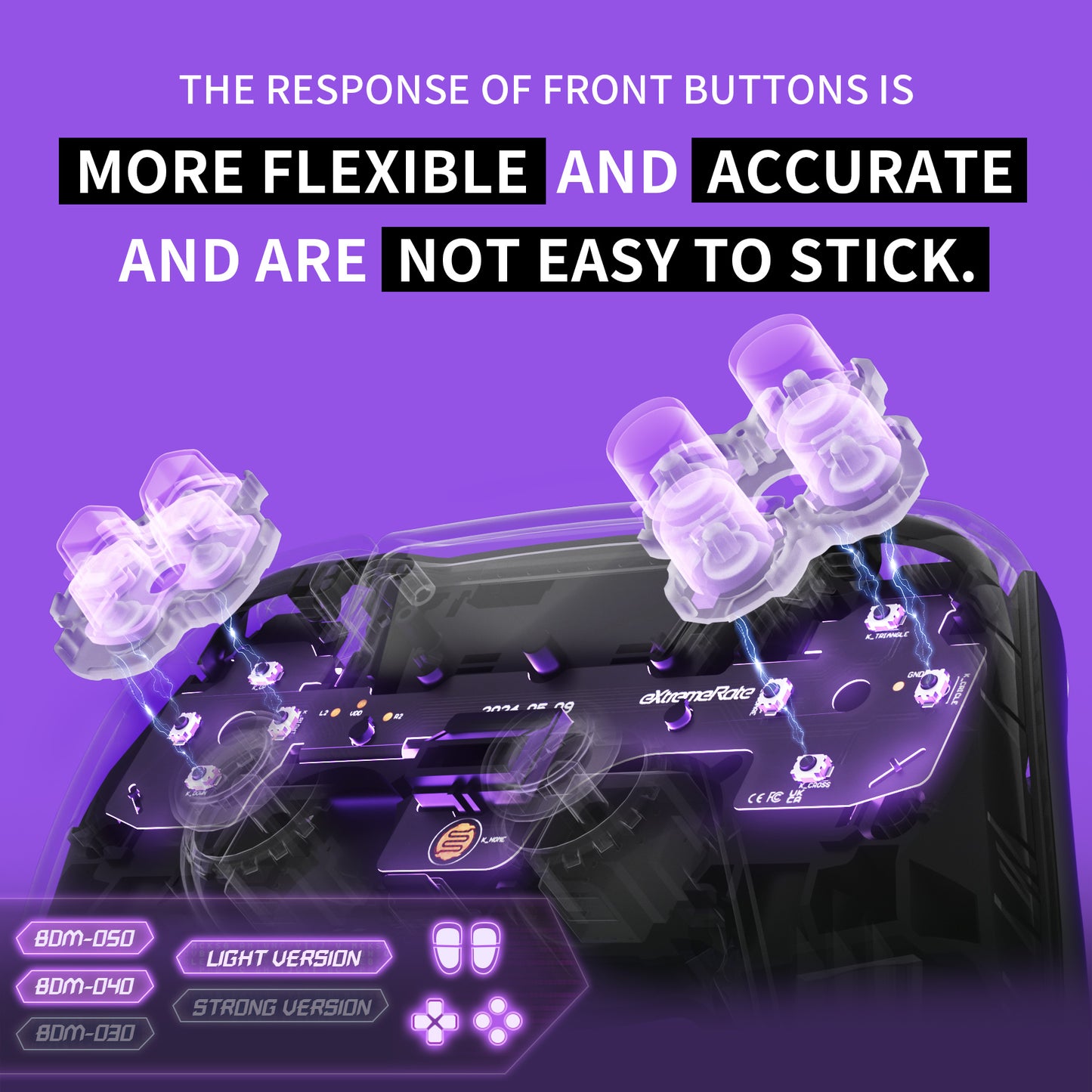 eXtremeRate Whole Set - Light Version Clicky Kit V2 for PS5 Controller BDM-040/050 Shoulder Face Buttons, Micro Switch L2R2 Clicky Hair Trigger Kit and Tactile L1R1 Face Buttons Mouse Click for PS5 Controller