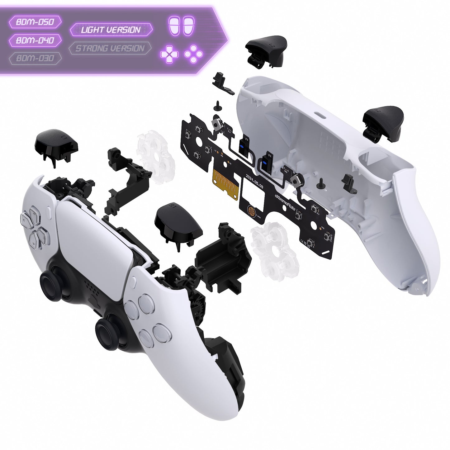 eXtremeRate Whole Set - Light Version Clicky Kit V2 for PS5 Controller BDM-040/050 Shoulder Face Buttons, Micro Switch L2R2 Clicky Hair Trigger Kit and Tactile L1R1 Face Buttons Mouse Click for PS5 Controller