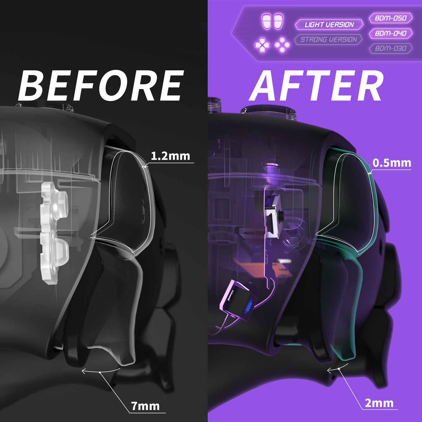 eXtremeRate Whole Set - Light Version Clicky Kit V2 for PS5 Controller BDM-040/050 Shoulder Face Buttons, Micro Switch L2R2 Clicky Hair Trigger Kit and Tactile L1R1 Face Buttons Mouse Click for PS5 Controller