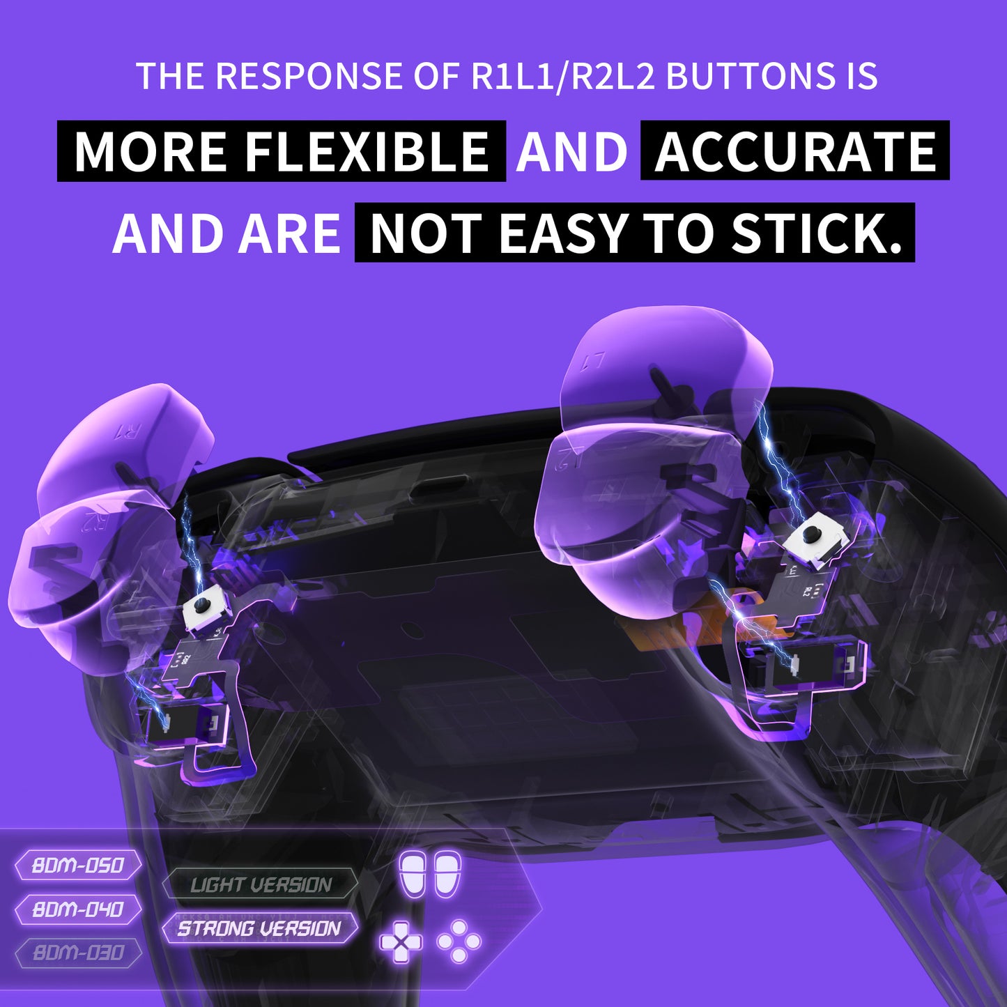 eXtremeRate Whole Set - Strong Version Clicky Kit V2 for PS5 Controller BDM-040/050 Shoulder Face Buttons, Micro Switch L2R2 Clicky Hair Trigger Kit and Tactile L1R1 Face Buttons Mouse Click for PS5 Controller
