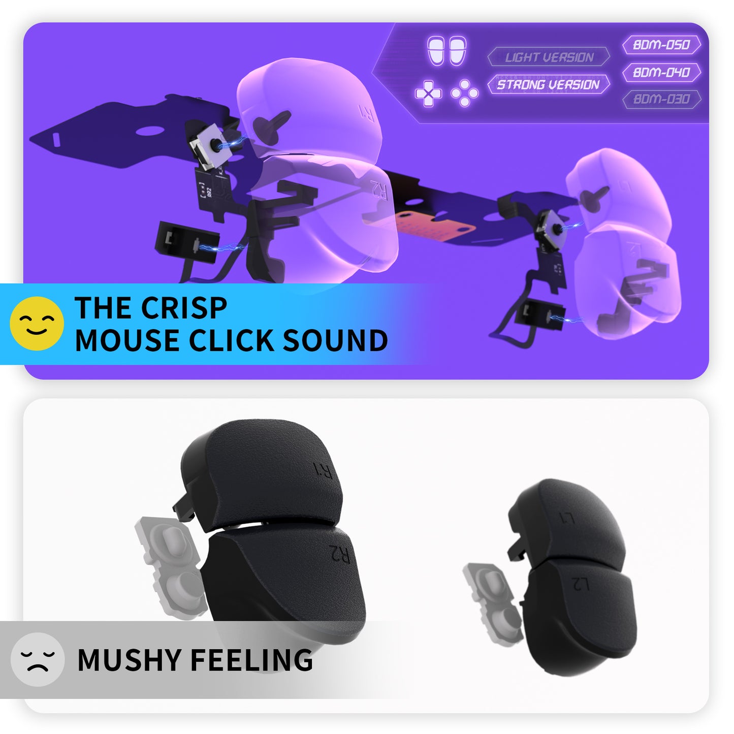 eXtremeRate Whole Set - Strong Version Clicky Kit V2 for PS5 Controller BDM-040/050 Shoulder Face Buttons, Micro Switch L2R2 Clicky Hair Trigger Kit and Tactile L1R1 Face Buttons Mouse Click for PS5 Controller