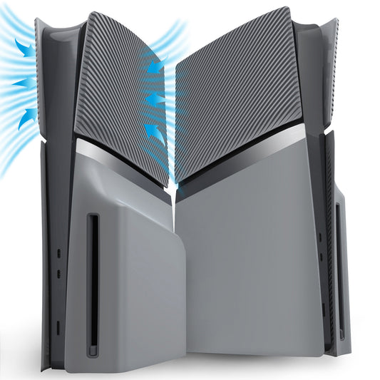 eXtremeRate eXcover Replacement Top Bottom Cover Side Panel with Cooling Vent for PS5 Slim Disc Edition Console - New Hope Gray