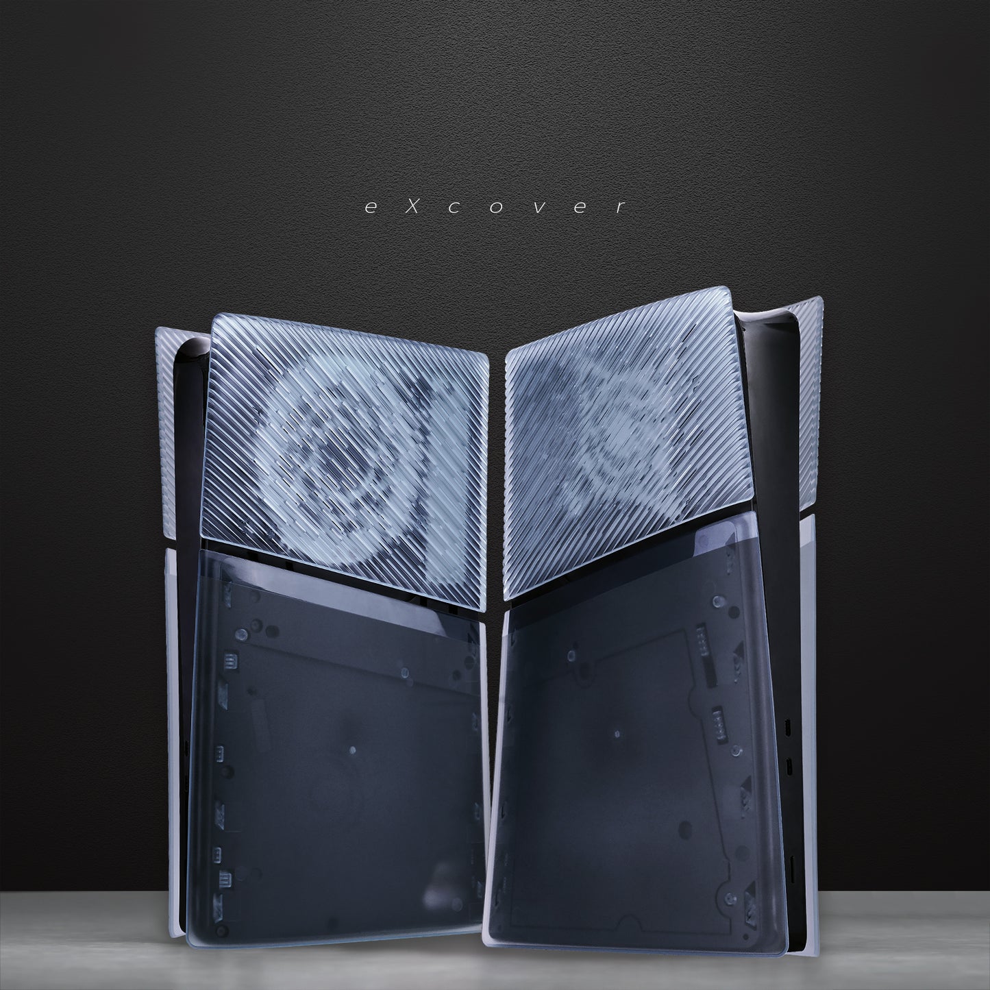 eXtremeRate eXcover Replacement Top Bottom Cover Side Panel with Cooling Vent for PS5 Slim Digital Edition Console - Clear Ice Blue