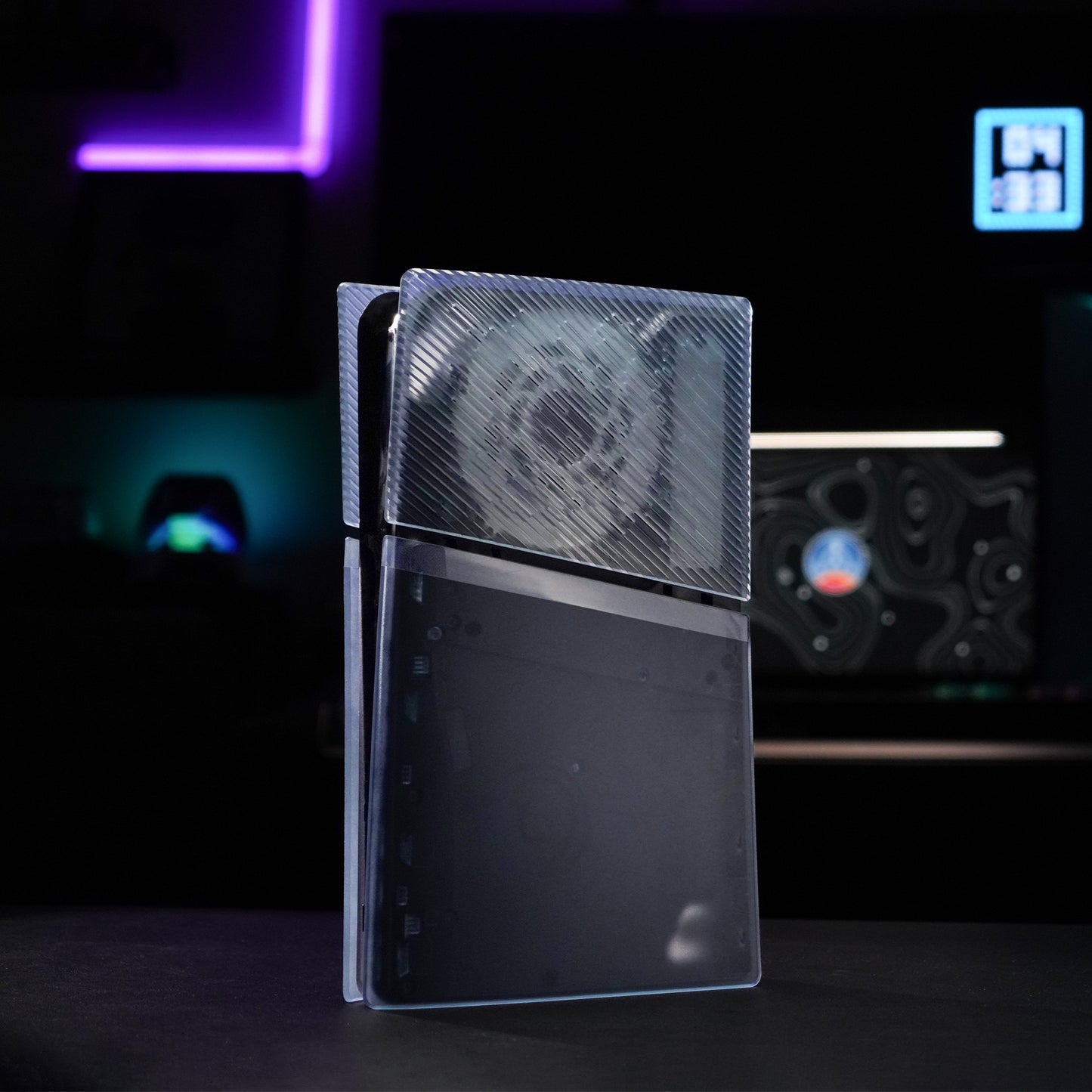 eXtremeRate eXcover Replacement Top Bottom Cover Side Panel with Cooling Vent for PS5 Slim Digital Edition Console - Clear Ice Blue