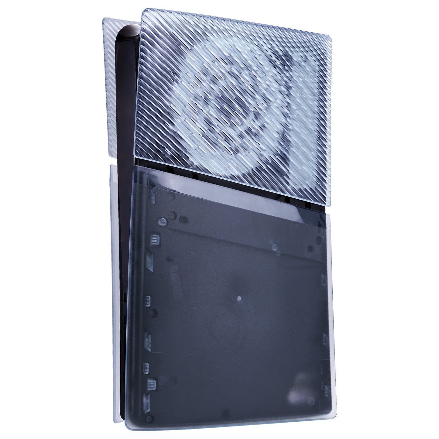 eXtremeRate eXcover Replacement Top Bottom Cover Side Panel with Cooling Vent for PS5 Slim Digital Edition Console - Clear Ice Blue