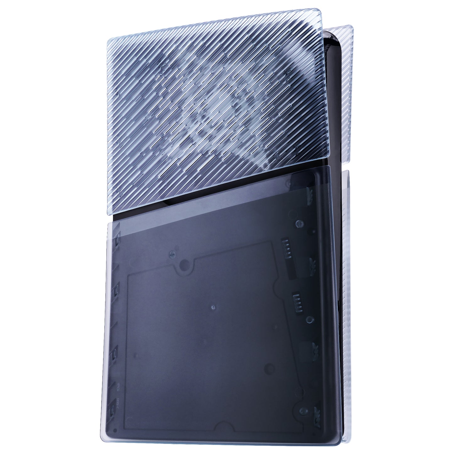 eXtremeRate eXcover Replacement Top Bottom Cover Side Panel with Cooling Vent for PS5 Slim Digital Edition Console - Clear Ice Blue