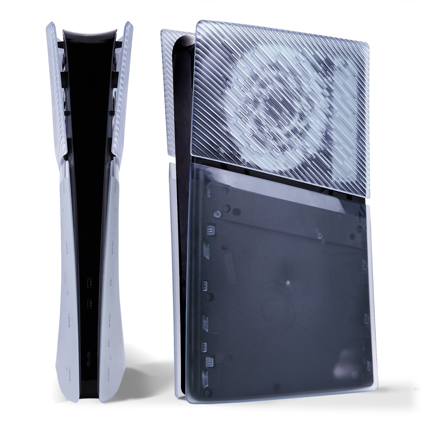 eXtremeRate eXcover Replacement Top Bottom Cover Side Panel with Cooling Vent for PS5 Slim Digital Edition Console - Clear Ice Blue