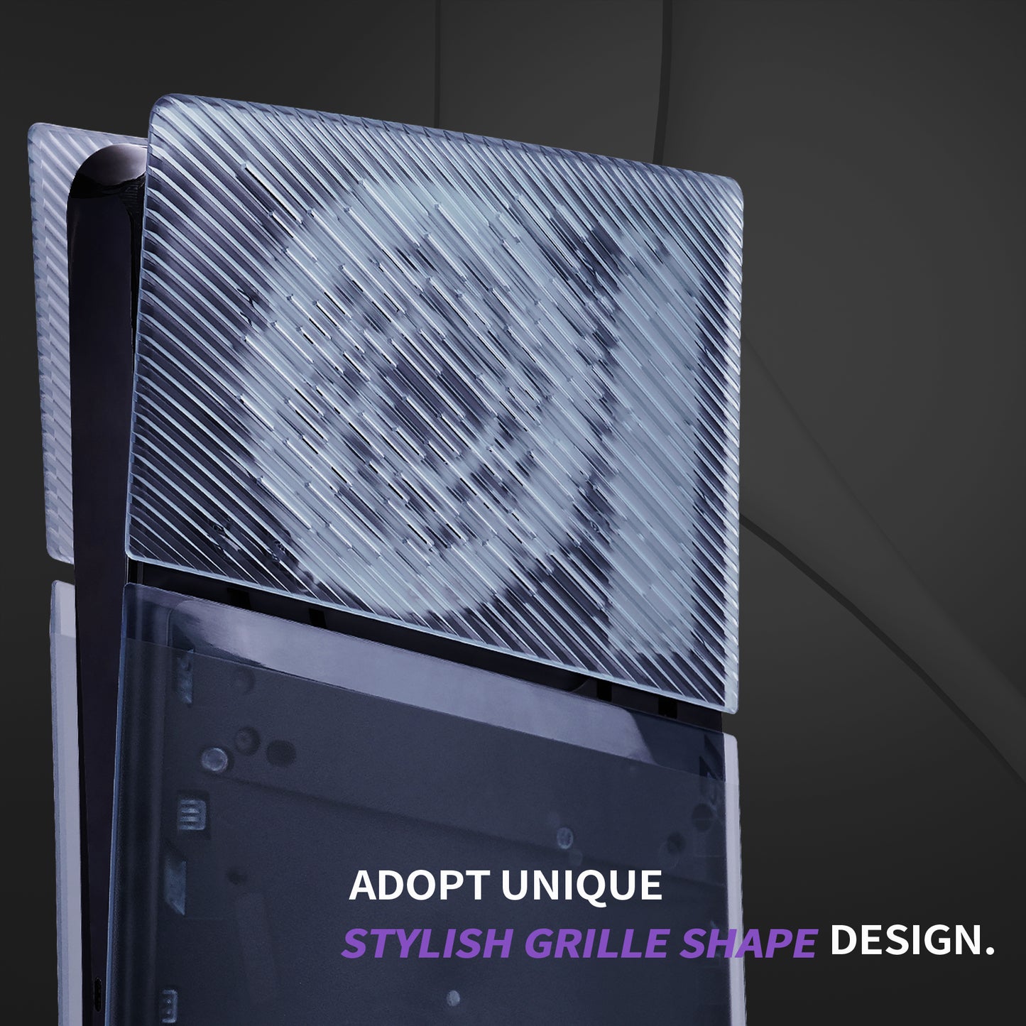 eXtremeRate eXcover Replacement Top Bottom Cover Side Panel with Cooling Vent for PS5 Slim Digital Edition Console - Clear Ice Blue