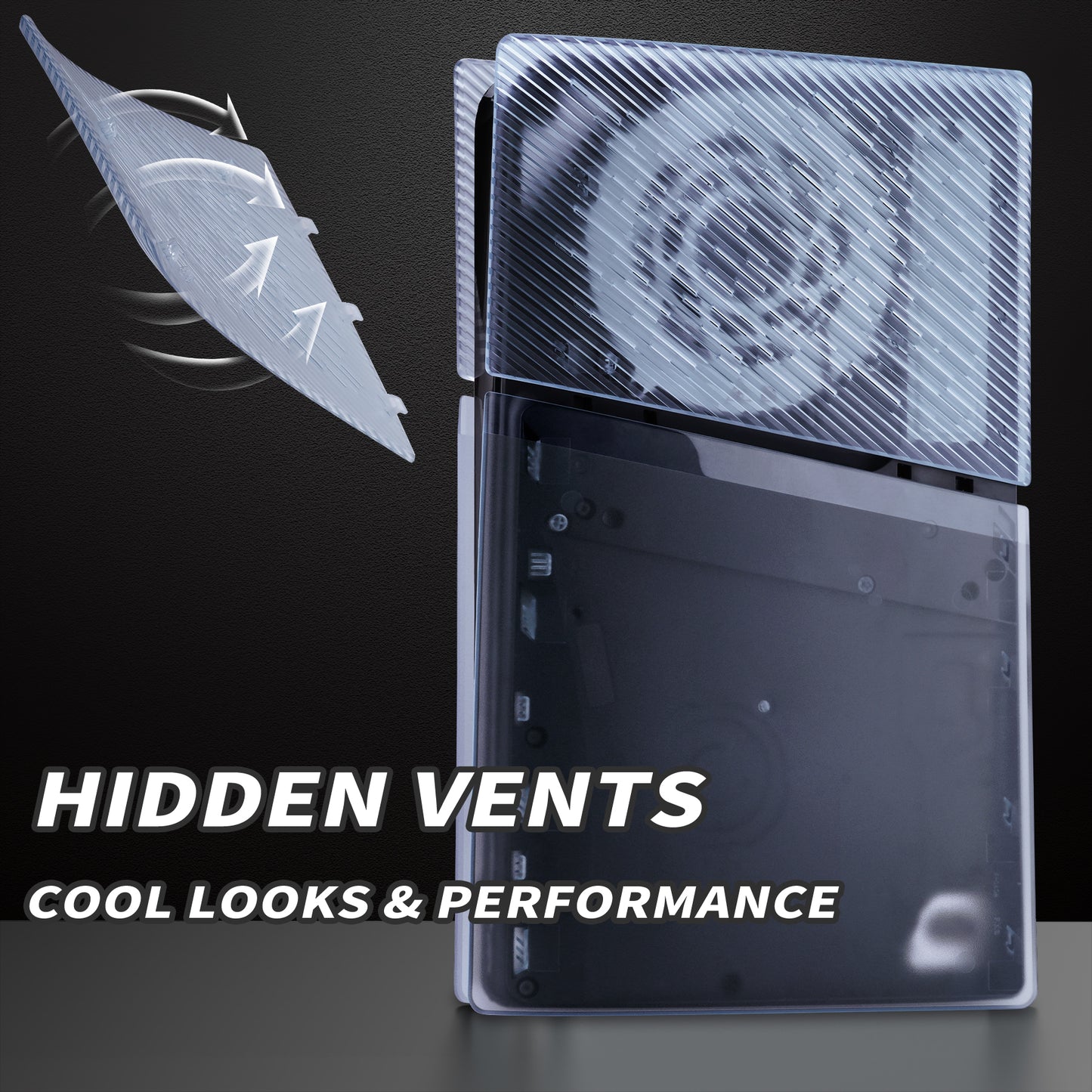 eXtremeRate eXcover Replacement Top Bottom Cover Side Panel with Cooling Vent for PS5 Slim Digital Edition Console - Clear Ice Blue