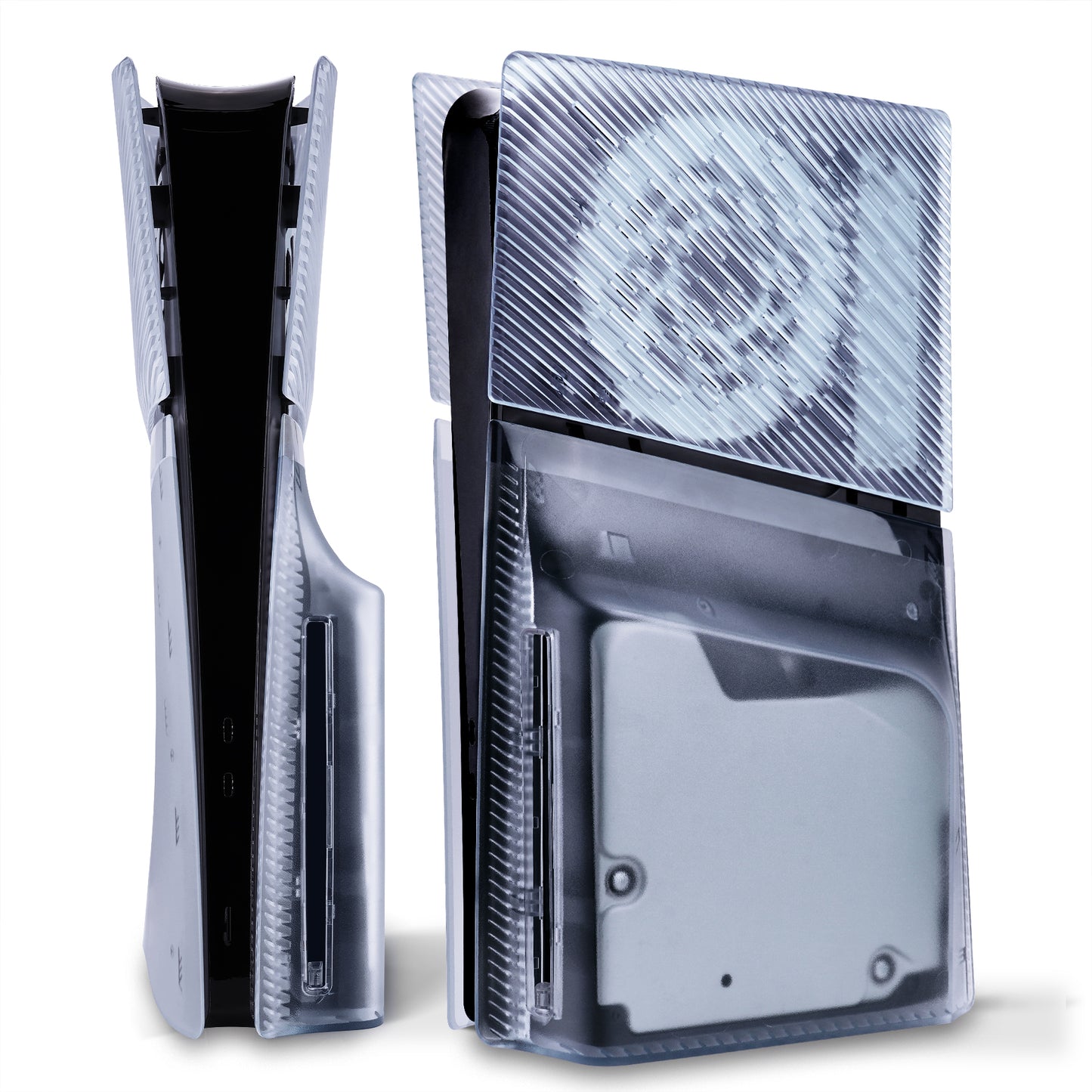 eXtremeRate eXcover Replacement Top Bottom Cover Side Panel with Cooling Vent for PS5 Slim Disc Edition Console - Clear Ice Blue