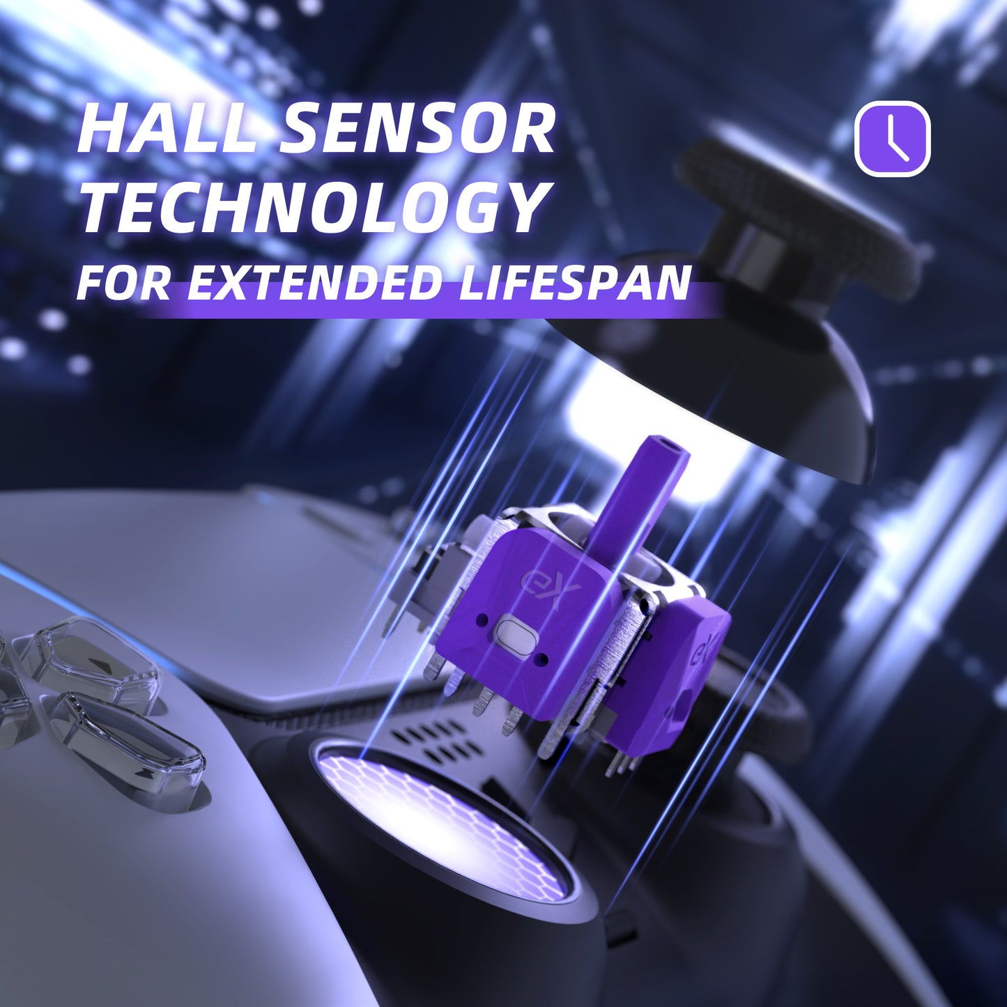 eXtremeRate eXhall Digital Calibrable Hall Effect Thumbstick Kit with Calibrate FPC Board for PS5 Controller - Purple 120gf