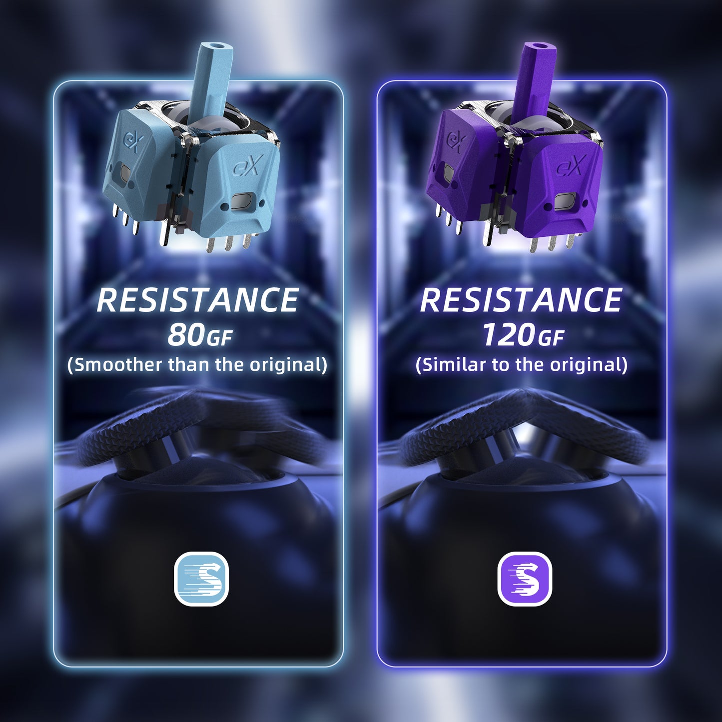 eXtremeRate eXhall Digital Calibrable Hall Effect Thumbstick Kit with Calibrate FPC Board for PS5 Controller - Purple 120gf