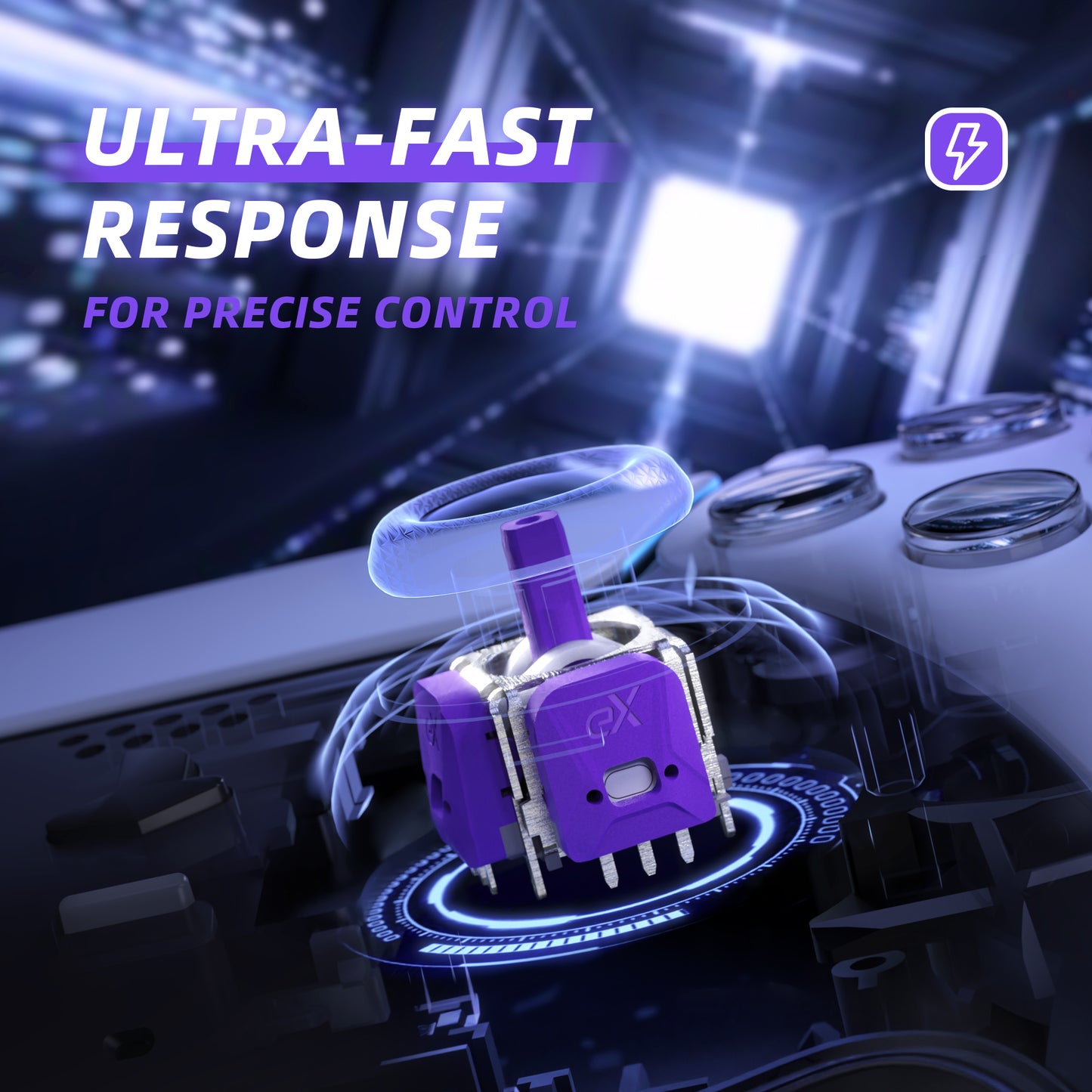 eXtremeRate eXhall Digital Calibrable Hall Effect Thumbstick Kit with Calibrate FPC Board for PS5 Controller - Purple 120gf