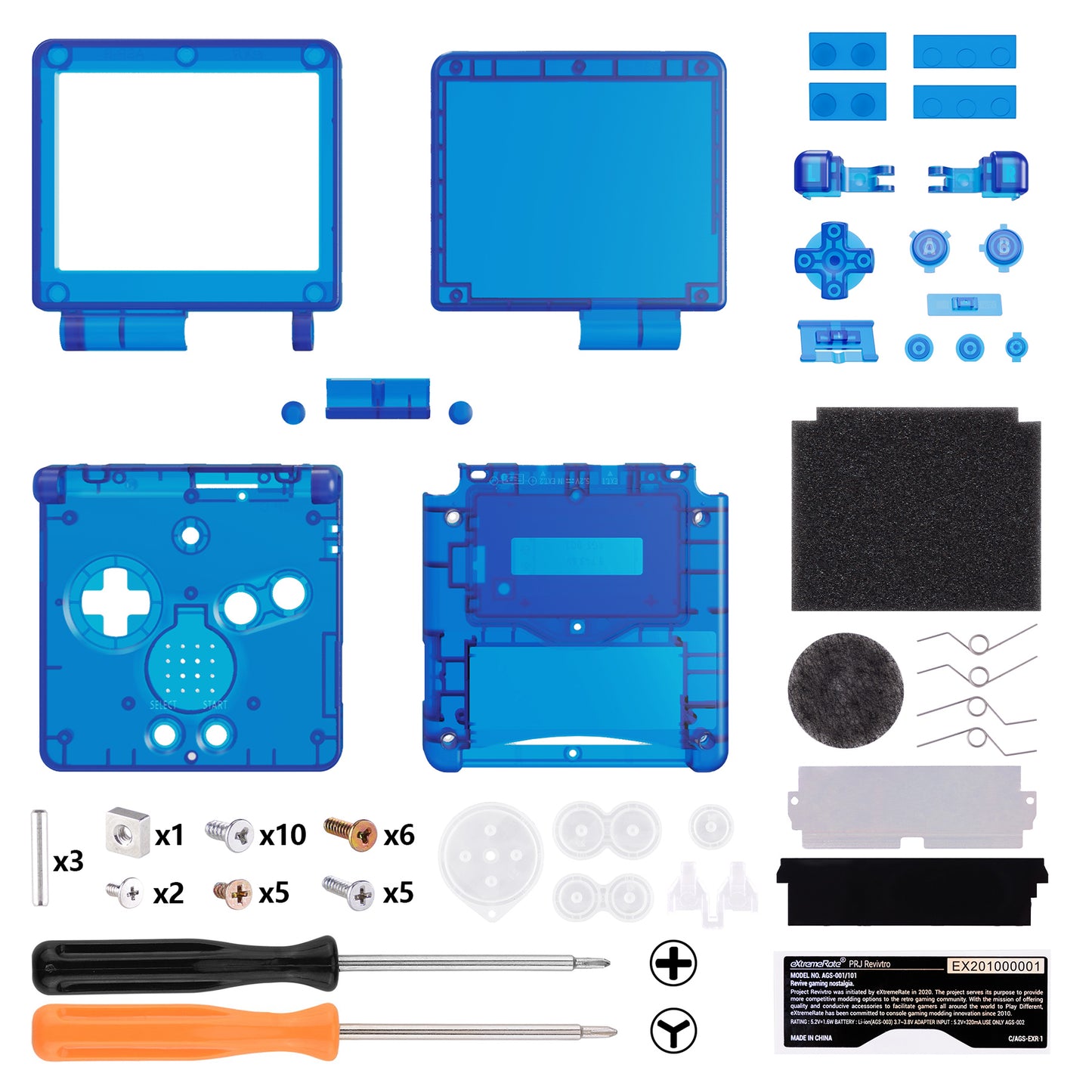 eXtremeRate Retail IPS Ready Upgraded eXtremeRate Clear Blue Custom Replacement Housing Shell for Gameboy Advance SP GBA SP – Compatible with Both IPS & Standard LCD – Console & Screen NOT Included - ASPM5004