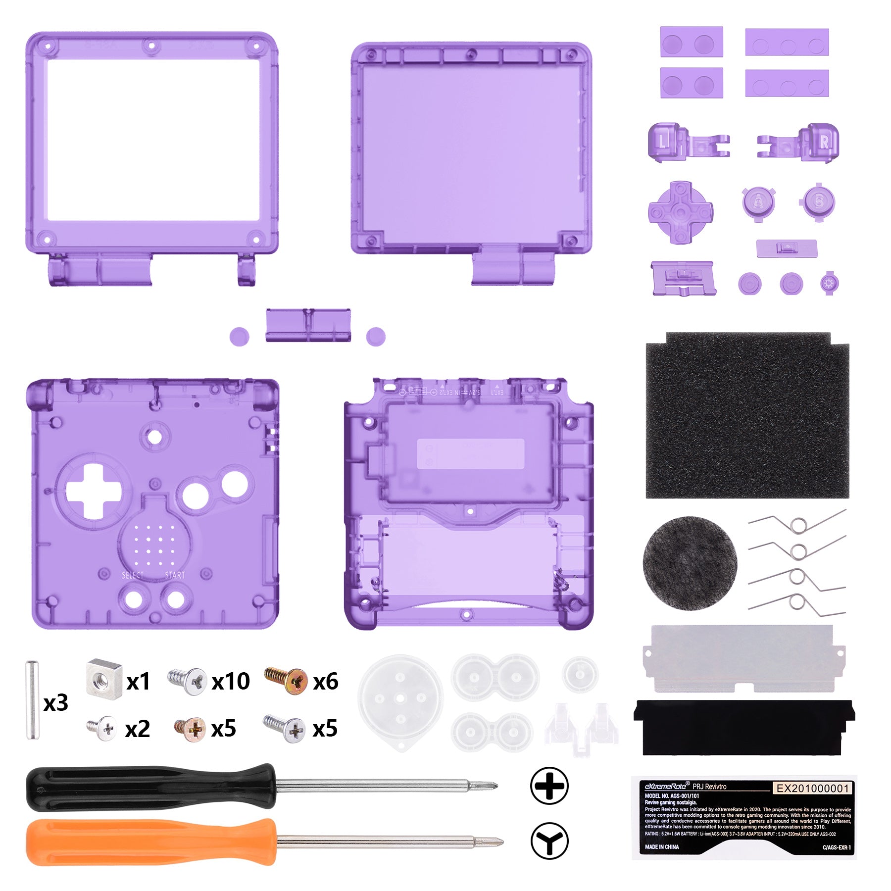 eXtremeRate Retail IPS Ready Upgraded eXtremeRate Clear Atomic Purple Custom Replacement Housing Shell for Gameboy Advance SP GBA SP – Compatible with Both IPS & Standard LCD – Console & Screen NOT Included - ASPM5005