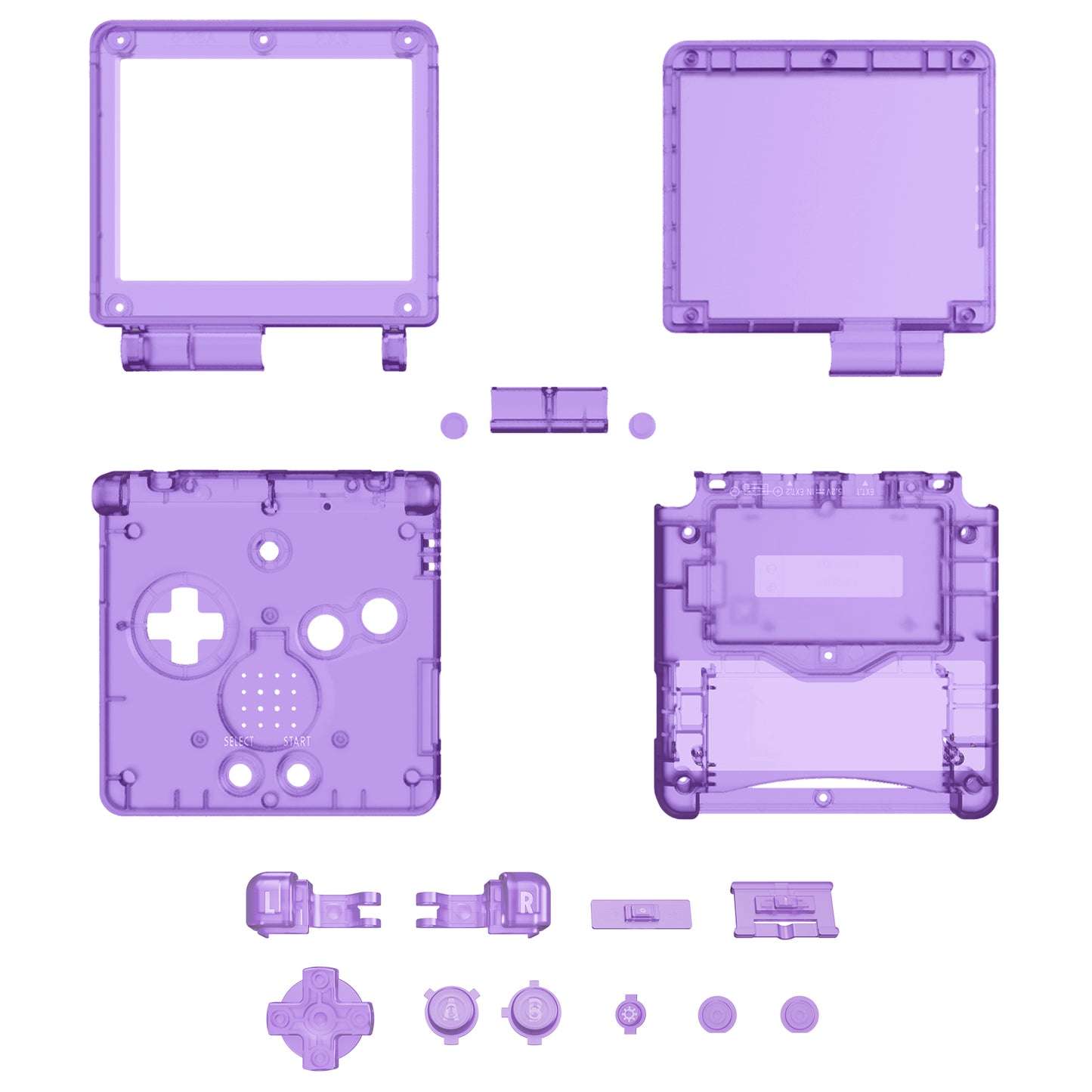 eXtremeRate Retail IPS Ready Upgraded eXtremeRate Clear Atomic Purple Custom Replacement Housing Shell for Gameboy Advance SP GBA SP – Compatible with Both IPS & Standard LCD – Console & Screen NOT Included - ASPM5005